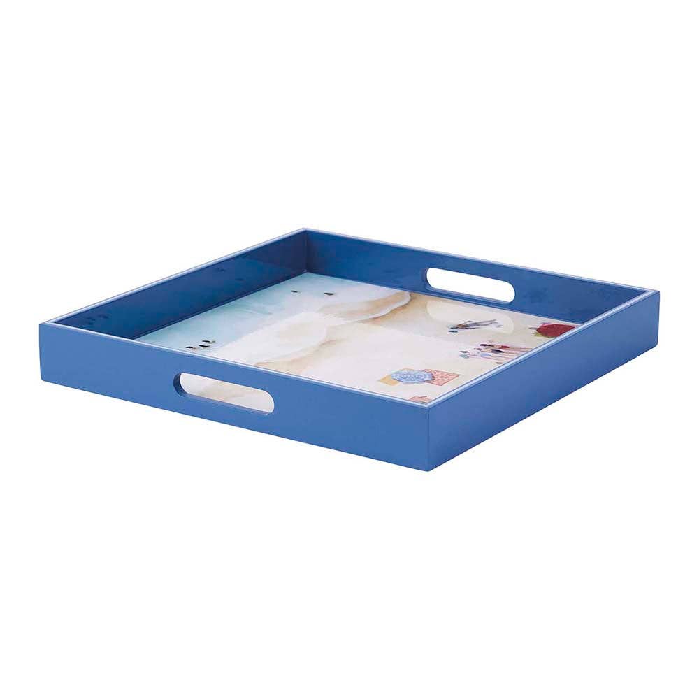 15 Inch Square Tray for Beach & Poolside - Stylish Serving Tray for Drinks, Snacks & Decor | Perfect for Outdoor Entertaining, Picnics & Coastal Home Decor