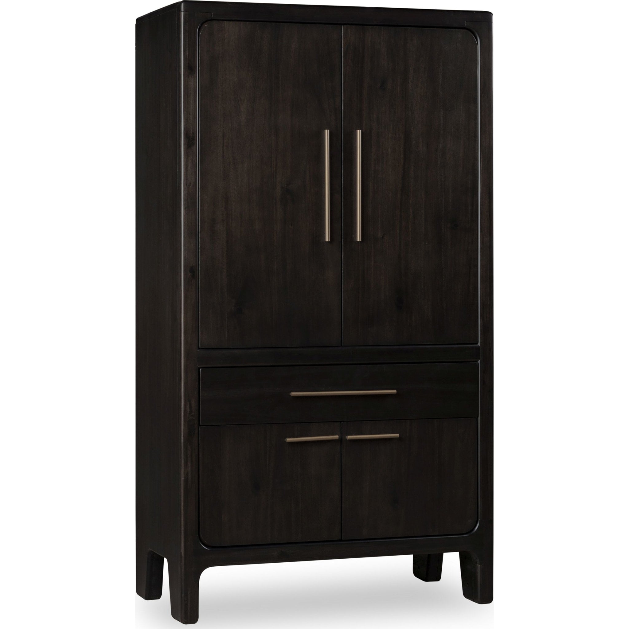 Zamba 4-Door 1-Drawer Acacia Wood Bar Cabinet with Jaguar Finish - Stylish Home Bar Furniture for Living Room, Dining Room or Man Cave