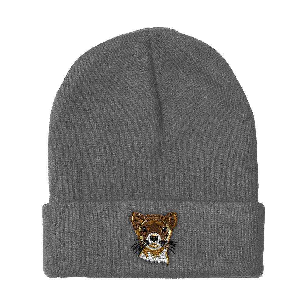 Ferret Embroidered Winter Beanie for Men & Women - Acrylic Skull Cap, One Size Fits All - Cozy Animal Hat for Cold Weather Outdoor Activities