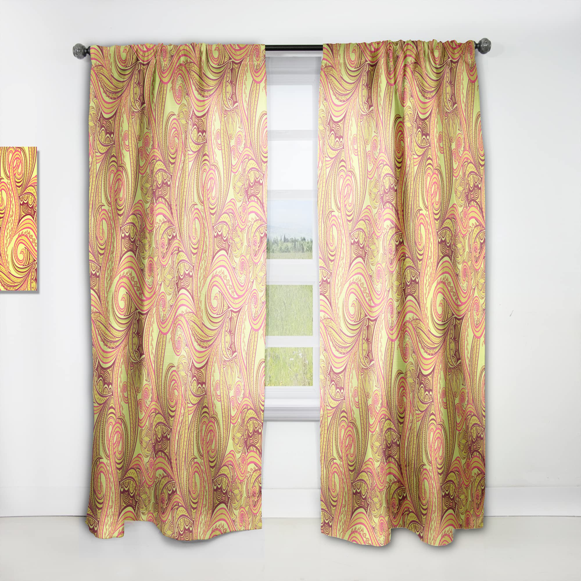 Ethnic Abstract Pattern Thermal Insulated Curtains - Single Panel 52x120 - Blackout Drapes for Bedroom & Living Room - Perfect for Home Decor, Privacy & Energy Efficiency