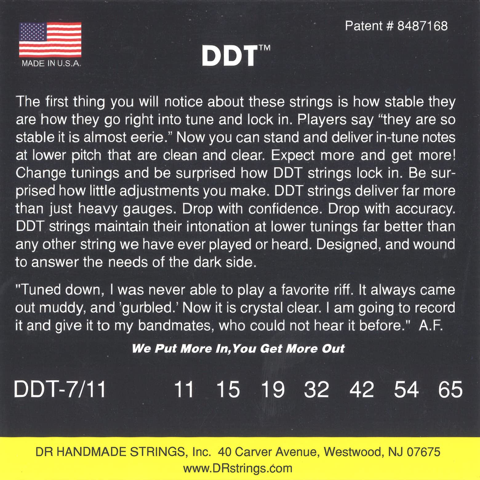 DR Handmade Strings DR DDT Drop Down Tuning 7 String Heavy Gauge Electric Guitar Strings (DDT7-11) - Perfect for Metal, Rock & Extended Range Playing