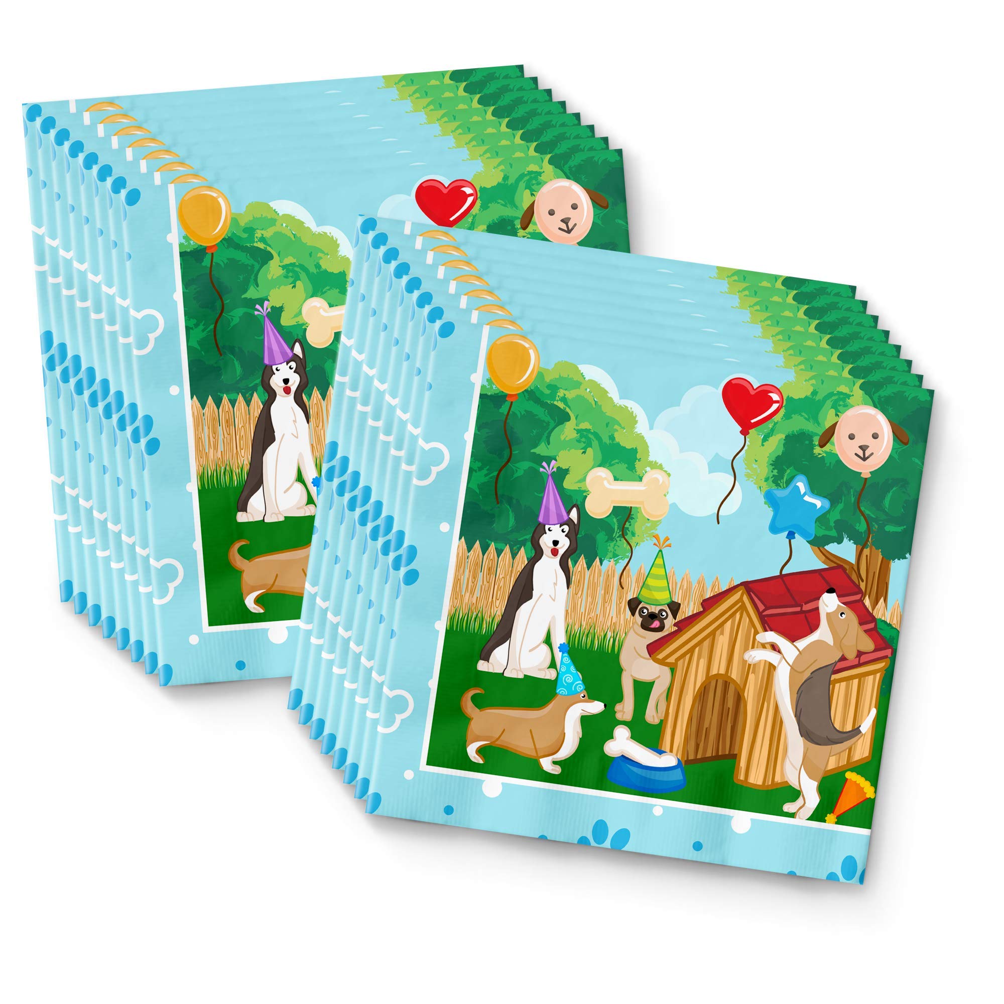 Puppy Dog Birthday Party Supplies Set - 16-Piece Kit with Plates, Napkins & Cups for Puppy Themed Celebrations - Perfect for Kids' Birthday Parties, Dog Lovers Events & Pet-Themed Gatherings