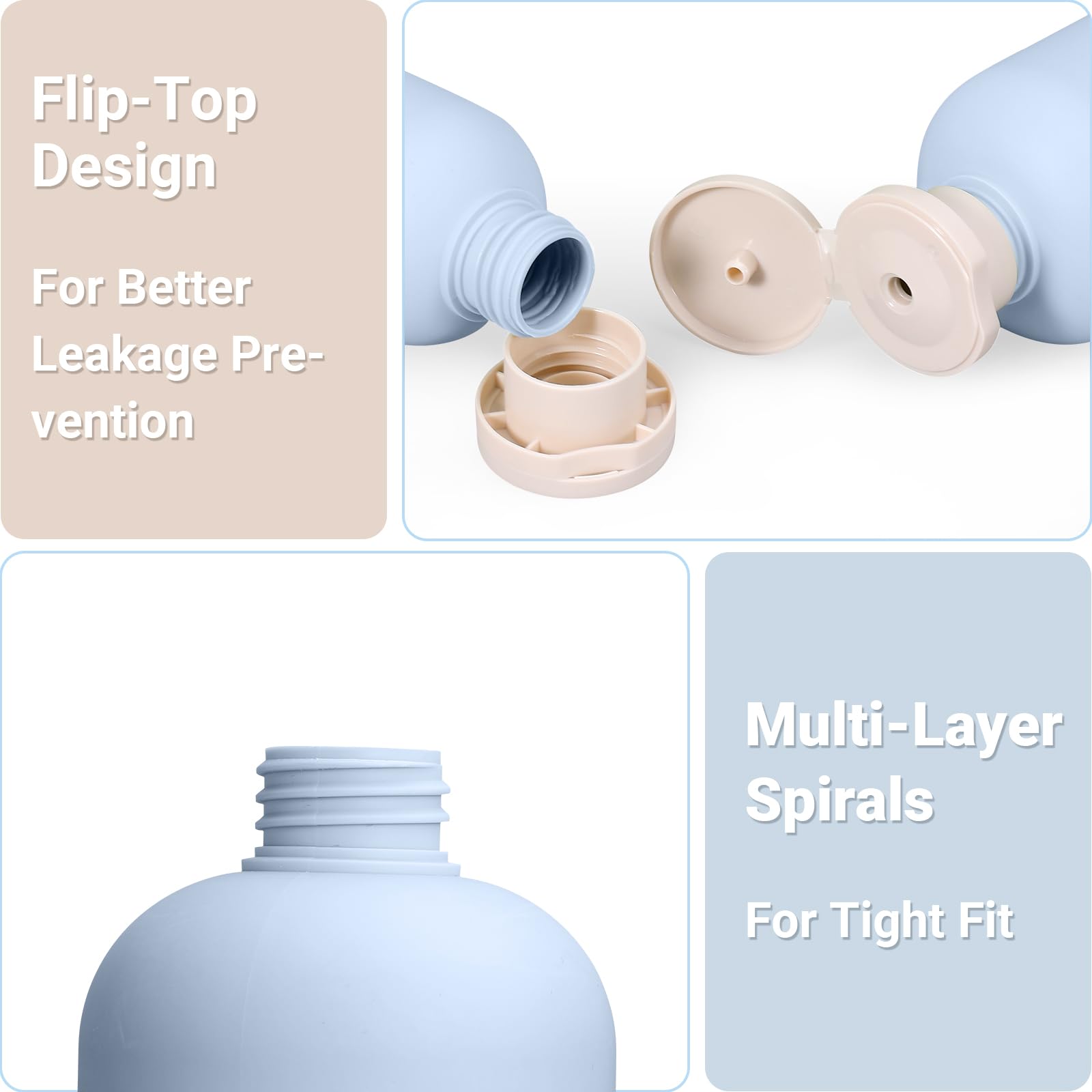 8.8oz 4-Pack Refillable Travel Shampoo & Conditioner Bottles - Leak-Proof Squeeze Bottles with Flip Cap for Toiletries | TSA Approved Travel Size Containers for Vacation, Gym & Camping Essentials