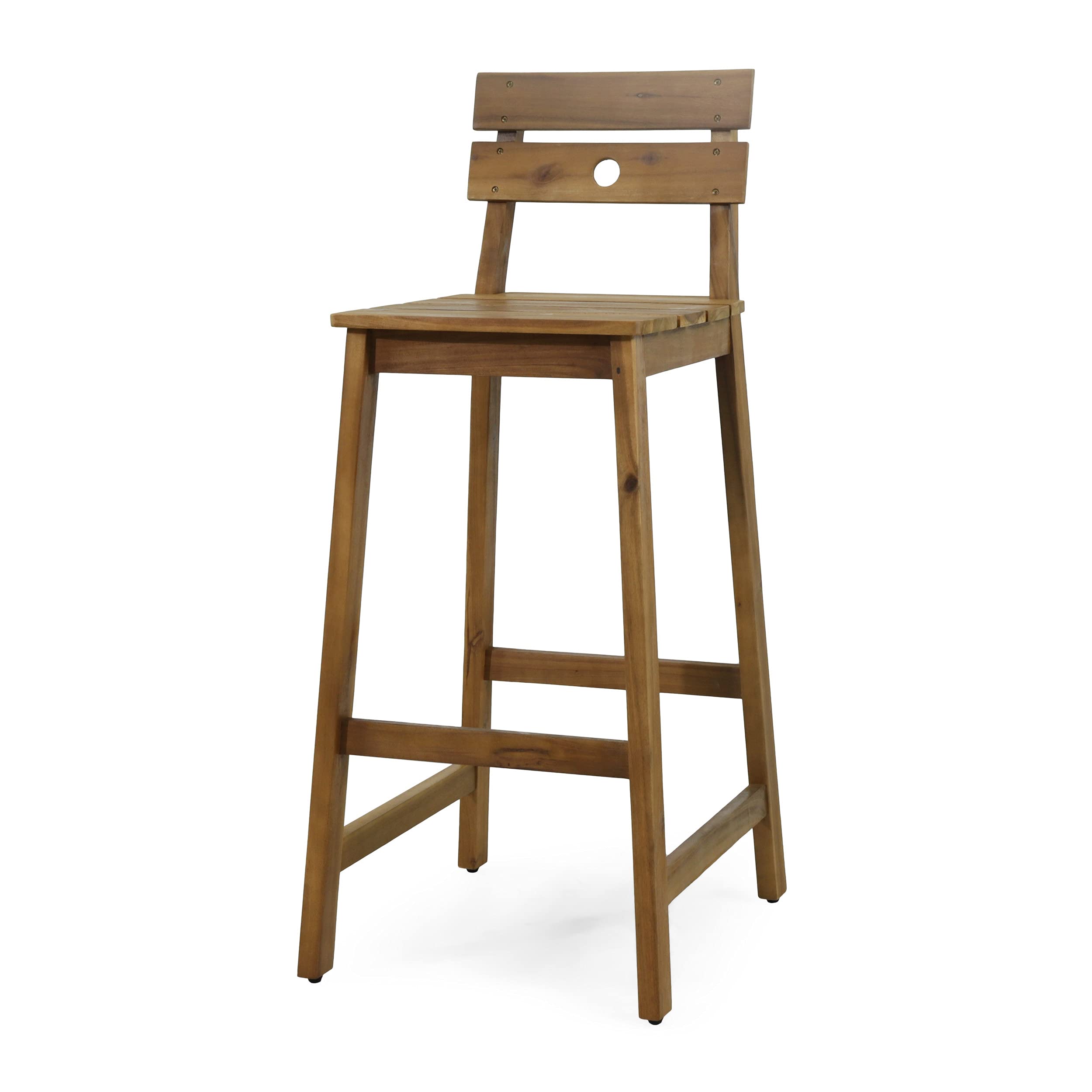 Christopher Knight Home Ashlyn 4-Piece Acacia Wood Barstools Set - Indoor/Outdoor Teak Finish - Perfect for Patio, Kitchen Island & Dining Bar