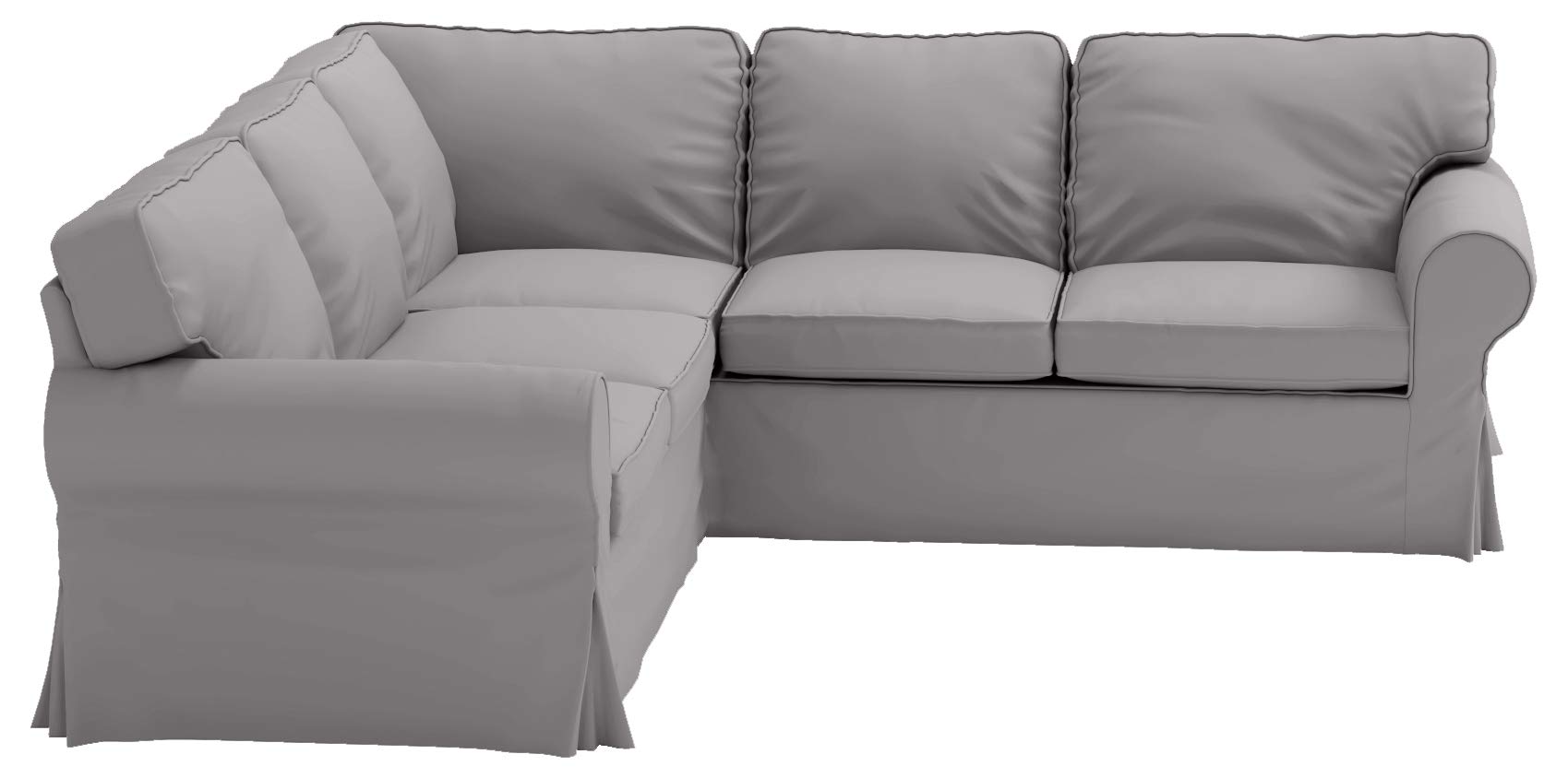 IKEA Ektorp Sofa Slipcover - Cotton Replacement Cover for 2-2 Seater & Corner Sectional Sofas (Light Dense Gray) | Washable Sofa Protector for Living Room, Family Room & Home Decor
