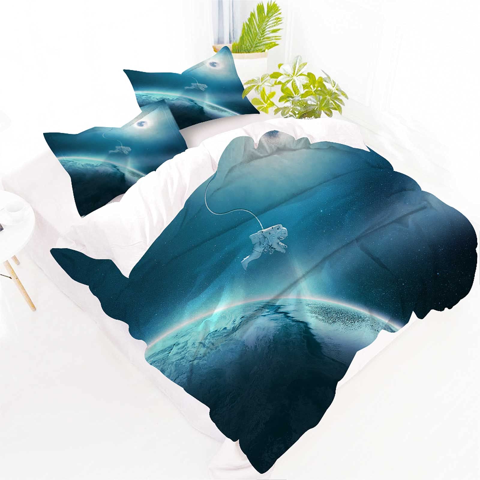 Astronaut Space Travel Gravity Bedding Set - Weightless Kids & Girls Duvet Cover Comforter - Soft Queen Size Bedspread (1 Duvet Cover + 2 Pillowcases) - Perfect for Space-Themed Room Decor & Kids Bedroom