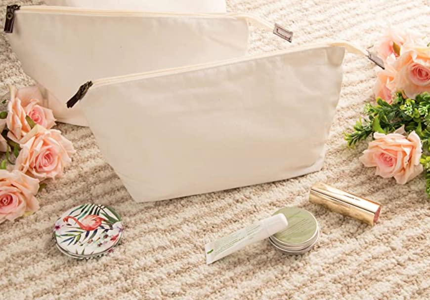 Juvale 6 Pack White Cotton Canvas Makeup Bags with Zipper - 11.75 x 5.5 Inch Travel Toiletry Organizer Set for Cosmetics, Jewelry & DIY Crafts | Perfect for Travel, Gym, Home Storage & Gift Giving