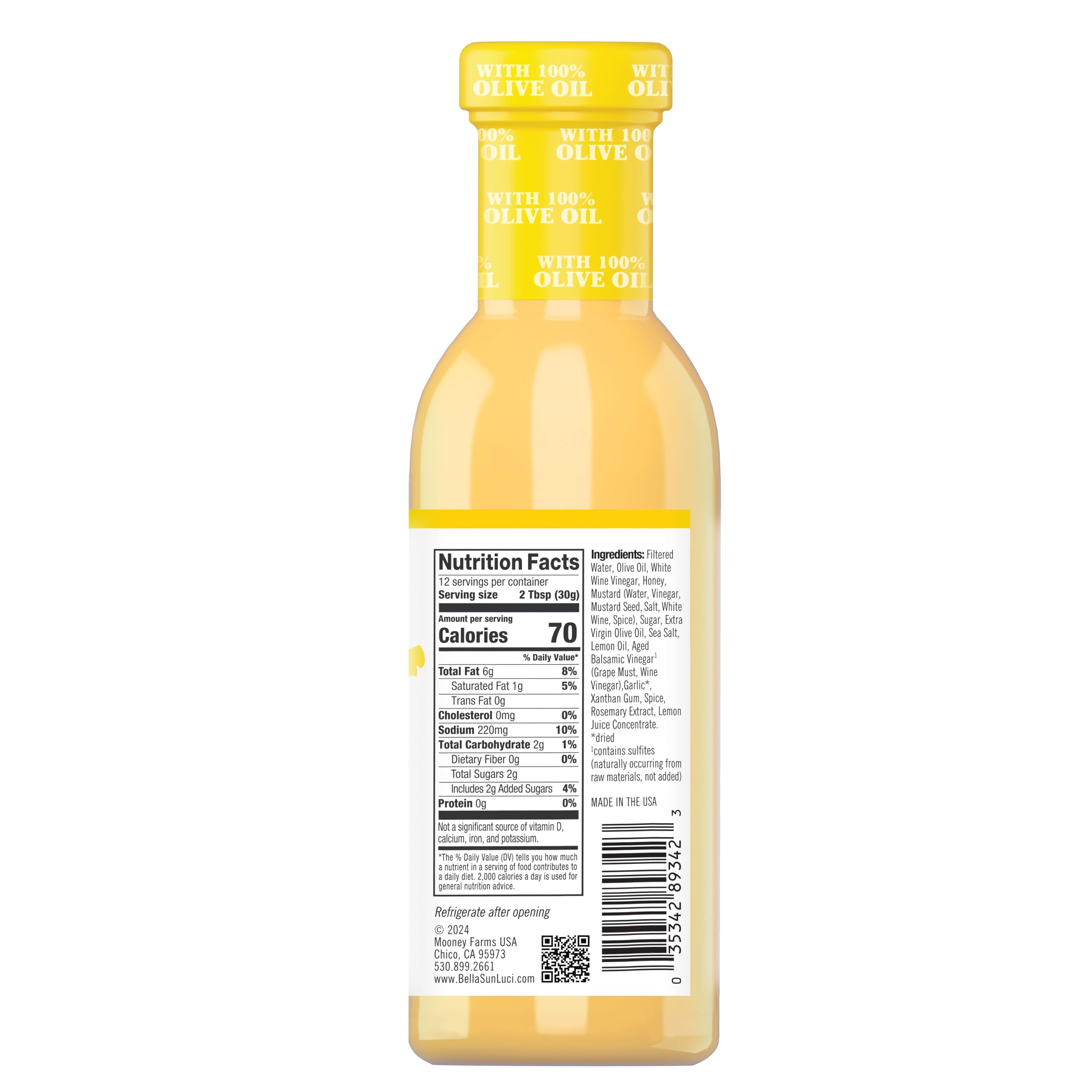 Bella Sun Luci Italian Kitchen Meyer Lemon Vinaigrette Dressing - Premium Gourmet Salad Dressing for Italian Cuisine, Perfect for Salads, Pasta, Seafood & Grilled Dishes