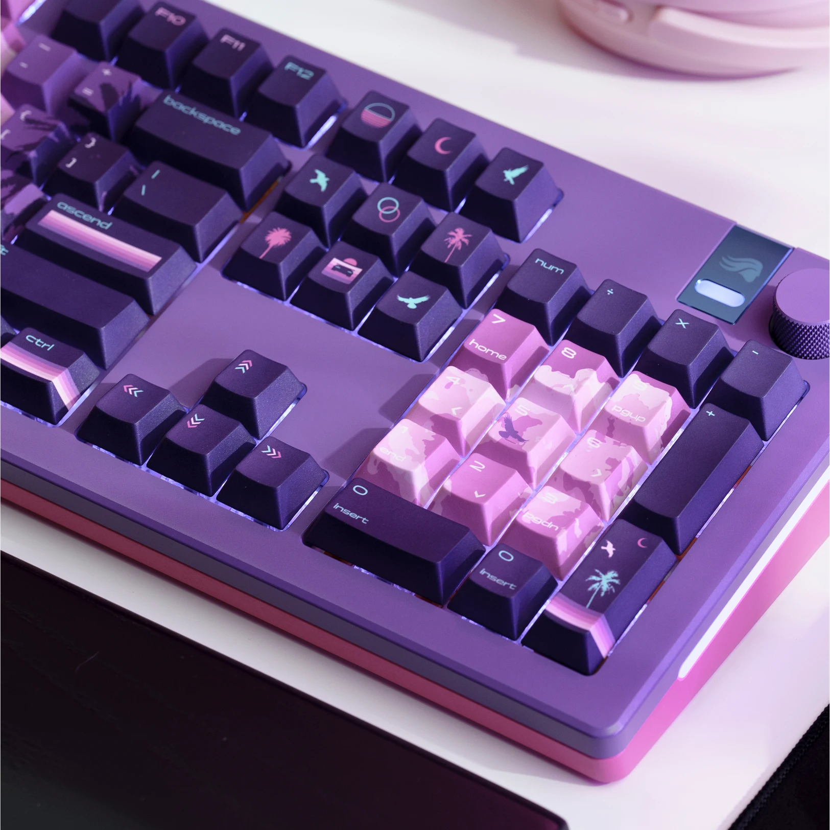GPBT Synth Sunset Keycaps - Premium Custom Mechanical Keyboard Keycap Set for Typing & Gaming | Perfect for PC, Mac, RGB Builds & Streamer Setups