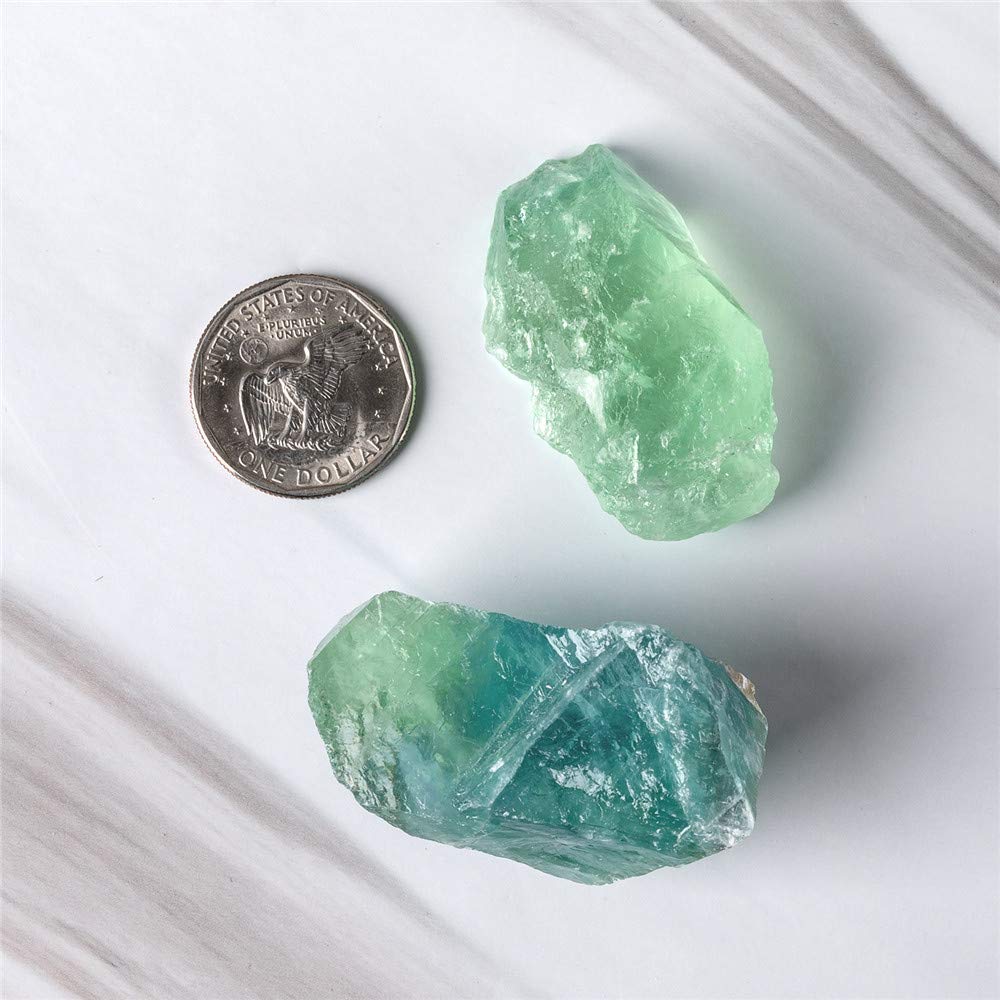 Natural Rough Green Fluorite Stones Collection - 7x5x2 Inch Flat Display Box for Chakra Healing, Meditation & Energy Work - Perfect for Reiki, Crystal Grids & Spiritual Decor