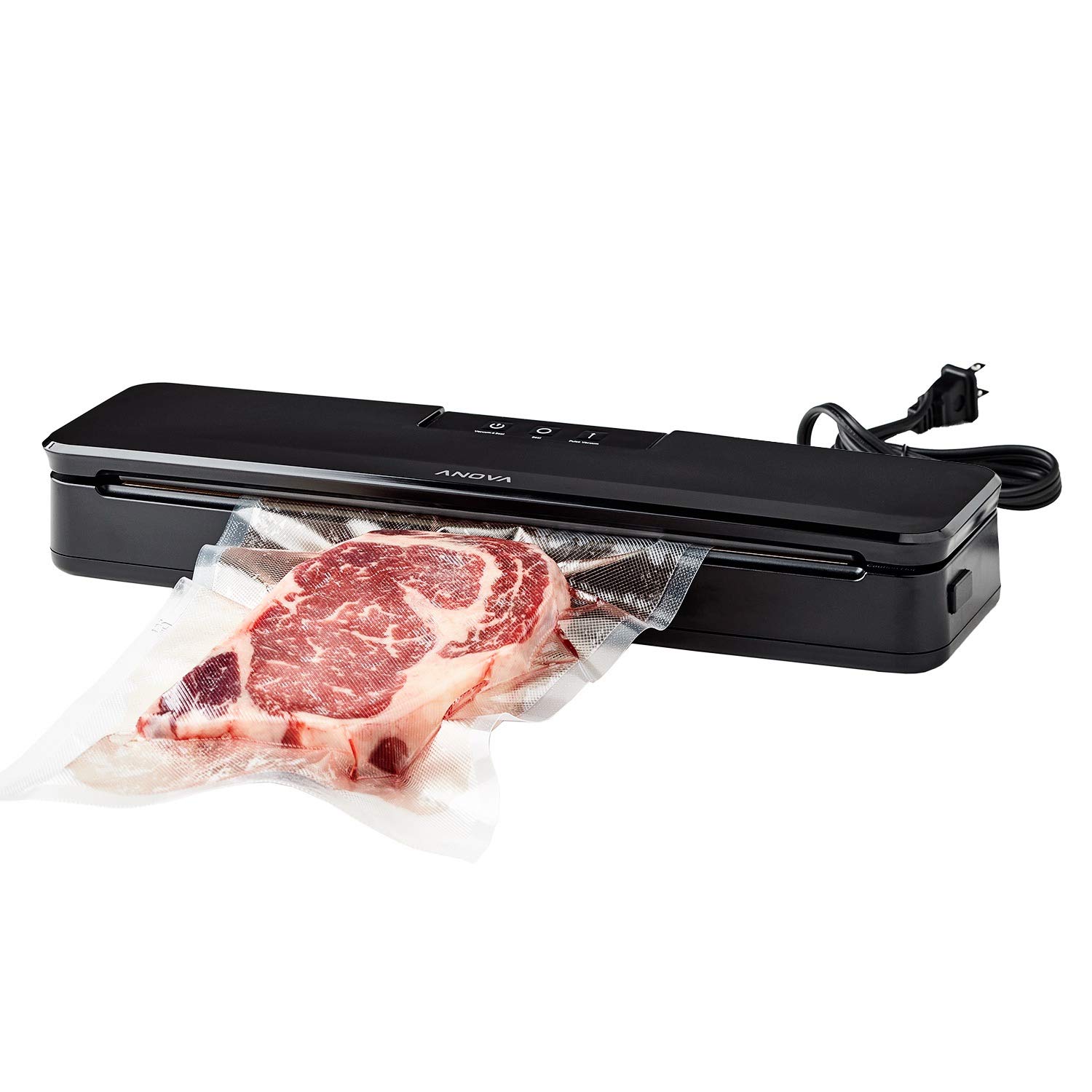 Anova Precision Vacuum Sealer ANVS01-US00 with 10 Precut Bags | Compact Sous Vide Machine for Home Cooking | Perfect for Meal Prep, Food Storage & Freezing Freshness | Ideal for Vacuum Sealing Meat, Vegetables & Leftovers