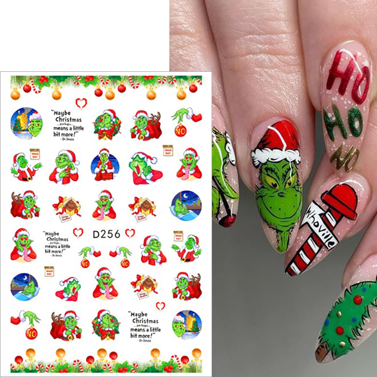 6 Sheets Christmas Nail Art Stickers - 3D Self-Adhesive Snowflake & Cute Cartoon Nail Decals for Women | Winter Holiday Manicure Supplies & Decorations | Perfect for Xmas Parties, Gift Giving & Festive Nail Designs