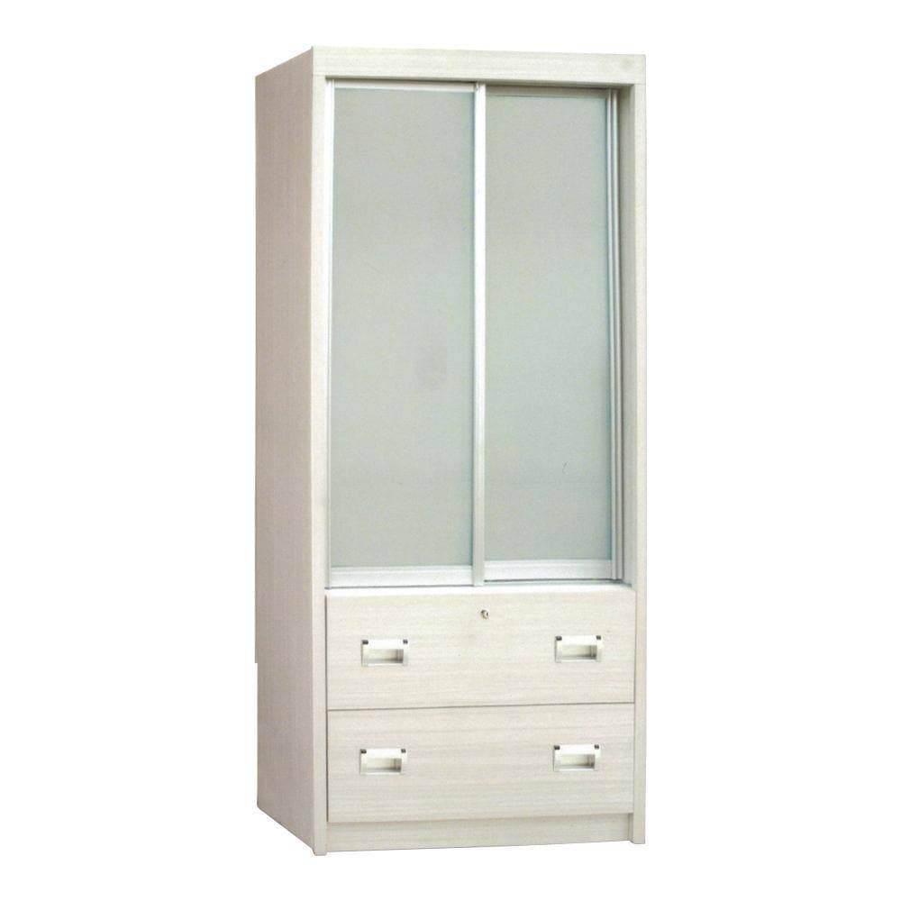 White Wash Sliding Wardrobe with Mirror - Modern Mandolin Style Closet Organizer for Bedroom, Walk-in Closet & Dressing Room