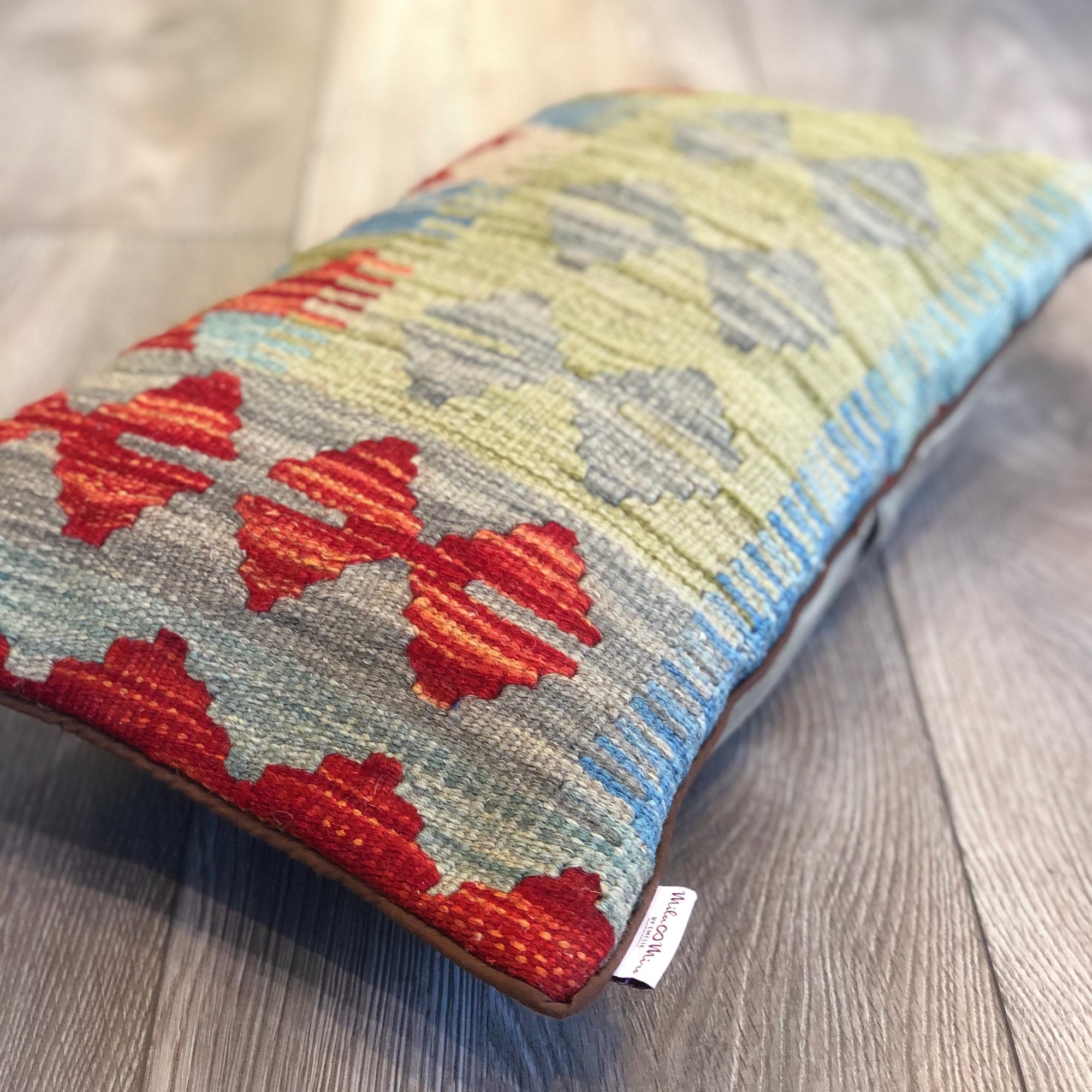 12x20 Kilim Pillow No.20 | 30x50 cm Kilim Cushion Cover No.20 - Handmade Bohemian Decorative Throw Pillow for Sofa, Bed & Home Decor