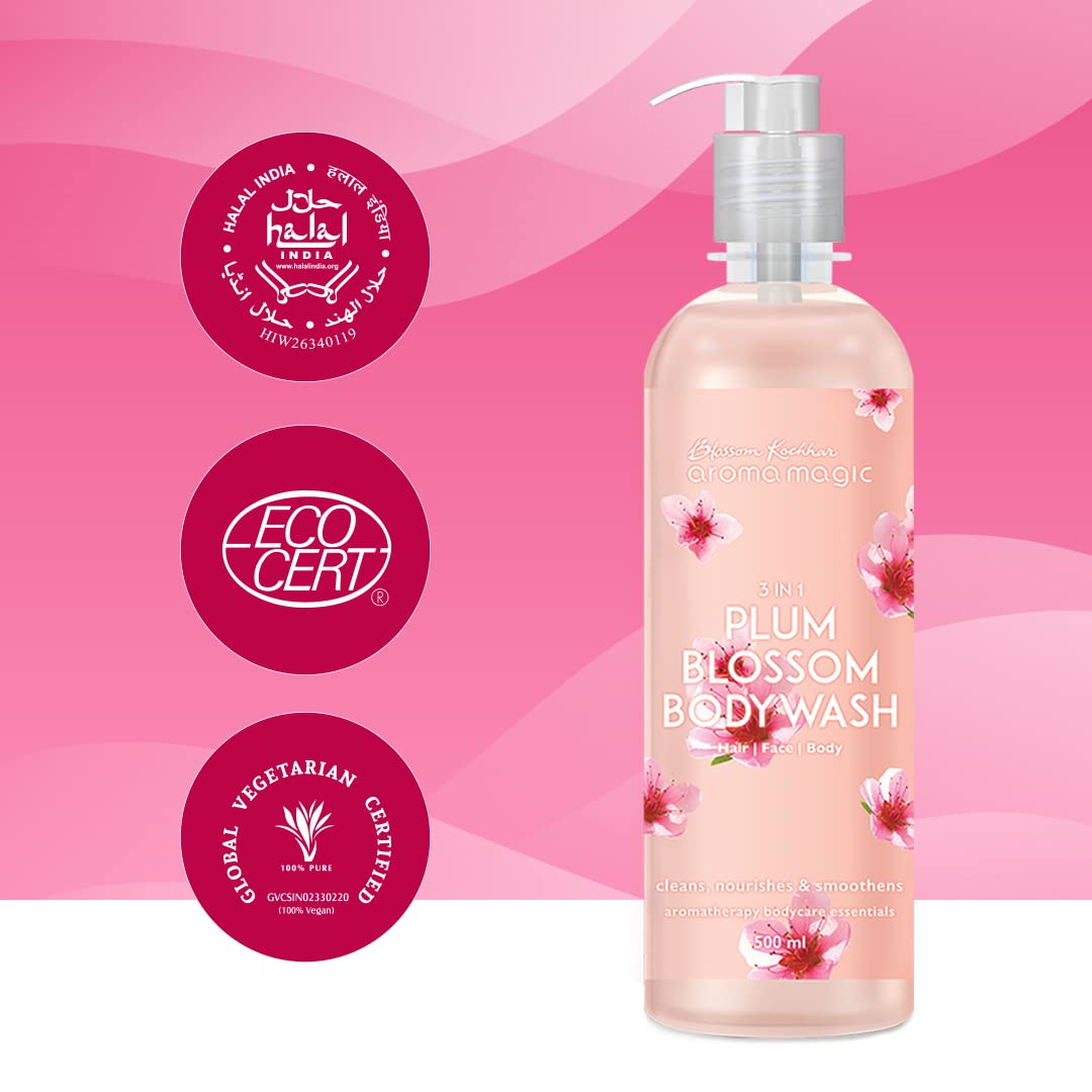 Aroma Magic 3-in-1 Plum Blossom Body Wash 500ml - Hydrating, Refreshing & Nourishing Shower Gel for Women & Men - Perfect for Daily Use, Spa Days & Gift Giving
