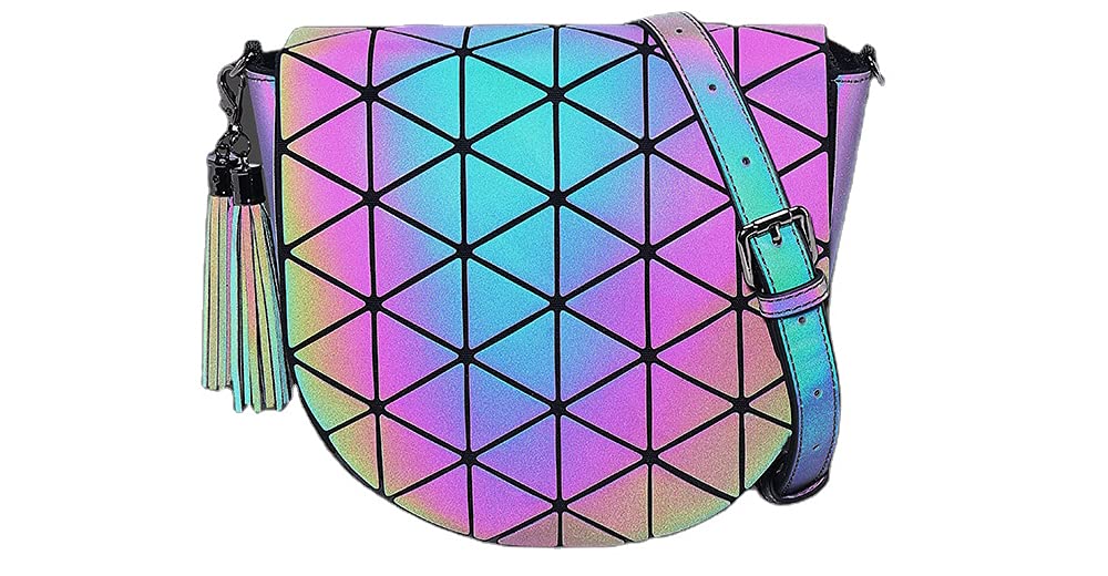 Holographic Crossbody Shoulder Bag - Geometric Luminous Purse for Night Out & Parties