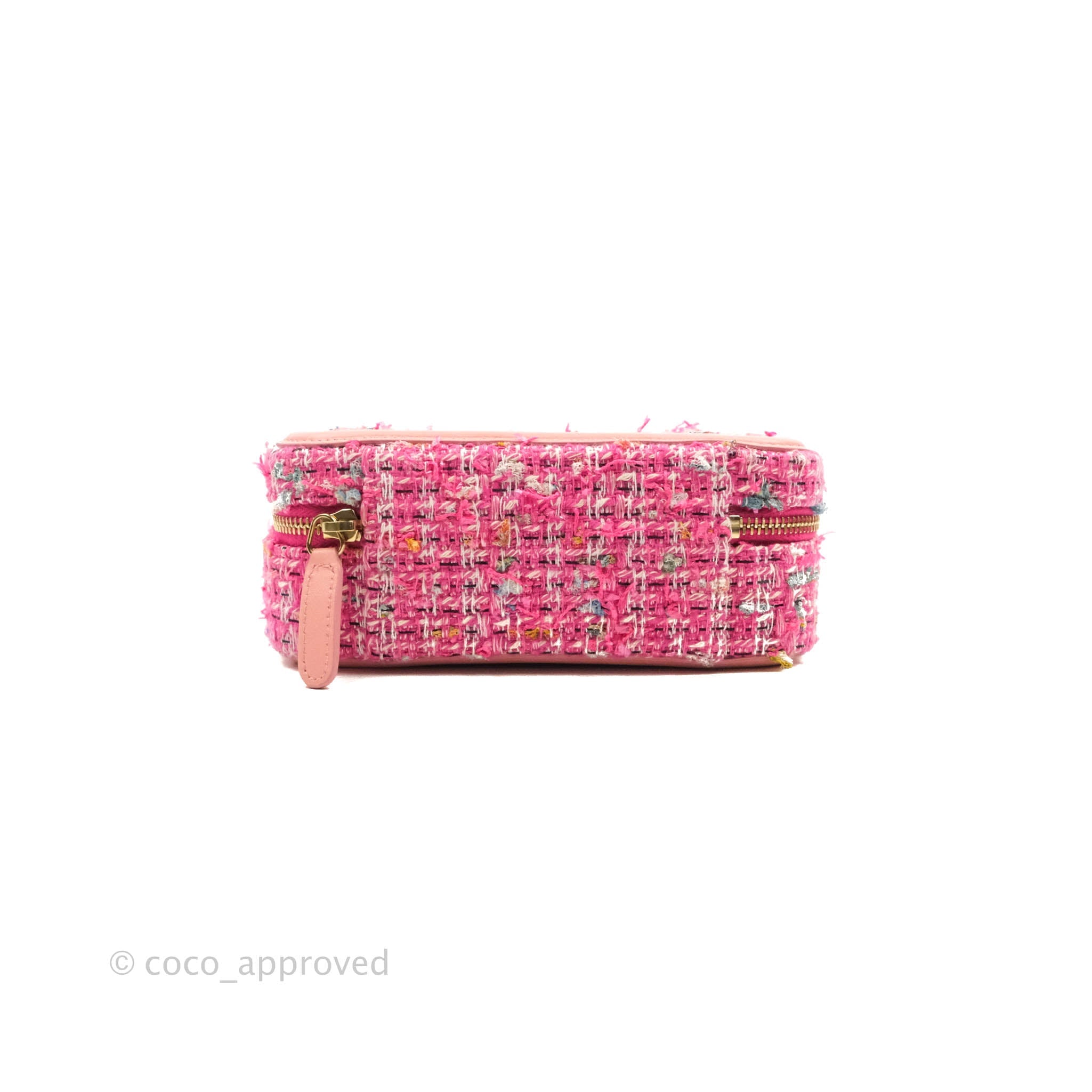 Chanel CC Filigree Vanity Clutch With Chain - Pink Tweed Crossbody Bag for Women | Luxury Designer Clutch Purse for Evening Parties, Weddings & Special Occasions