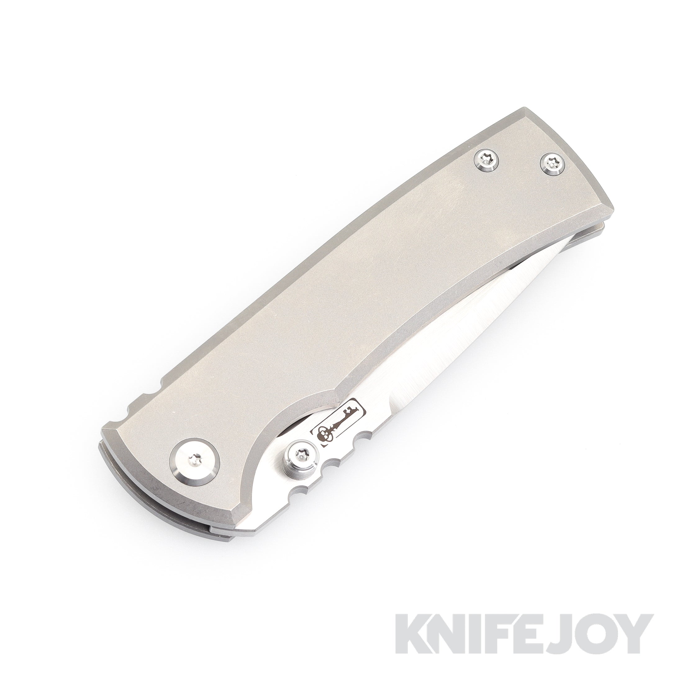 Chaves Ultramar Redencion Framelock Folding Knife - Stonewashed Titanium Handles with Drop Point Blade | EDC Pocket Knife for Outdoor, Camping & Everyday Carry (ST/RDP/SWTI/BF)