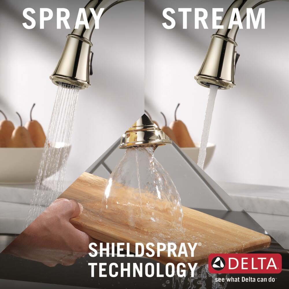 Delta Cassidy Pull Down Kitchen Faucet with Magnetic Docking & Lumicoat Finish - Polished Nickel 9197-PN-PR-DST | High Arc Sprayer for Washing Dishes, Filling Pots & Cleaning Sinks