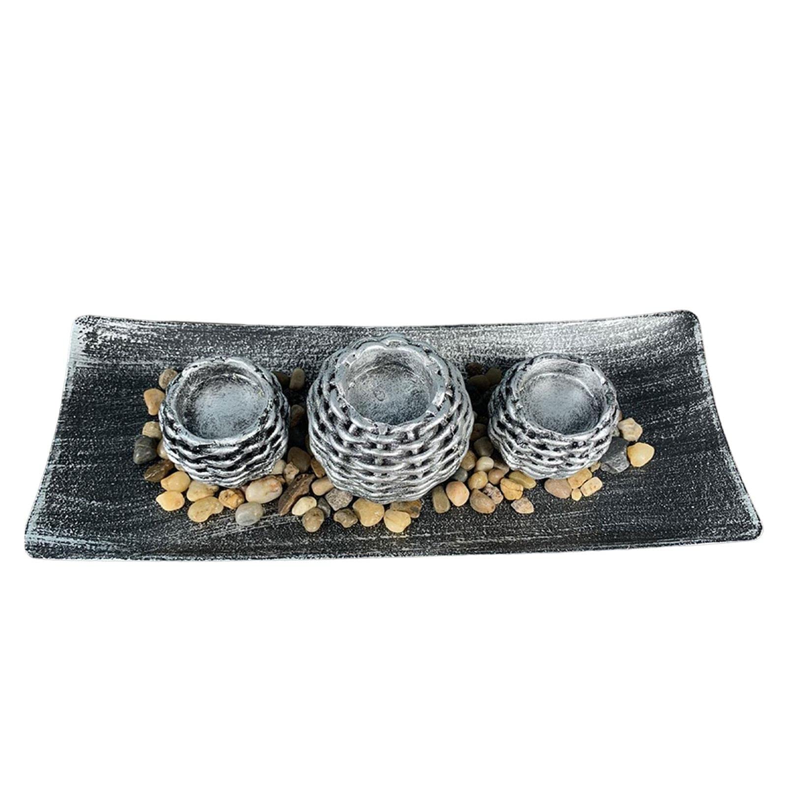 Bddalpke Rattan Candle Holder - Elegant Resin Tea Light Stand for Home Decor, Bar, Coffee Shop & Wedding Centerpieces (Set of 3)
