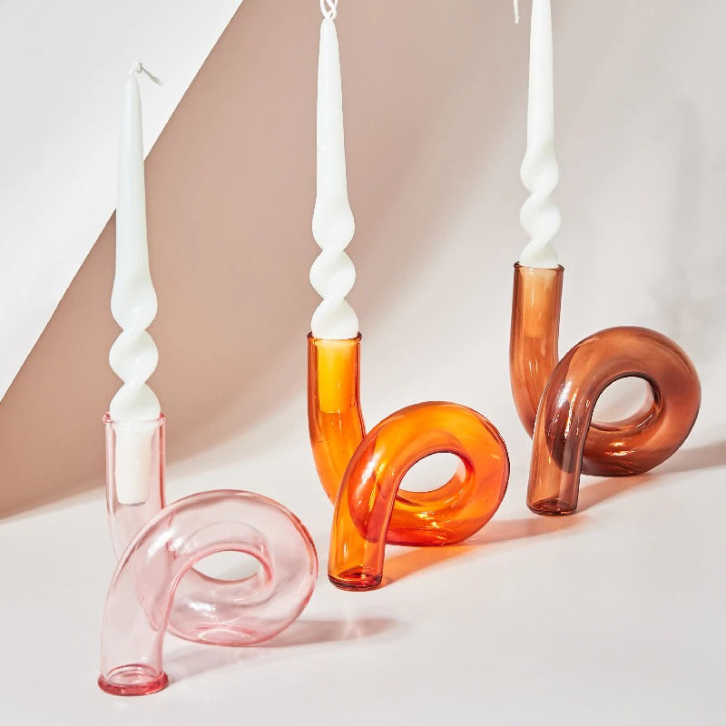 Elegant Curved Tube Candle Holder for Home Decor - Perfect for Weddings, Romantic Dinners & Cozy Ambiance