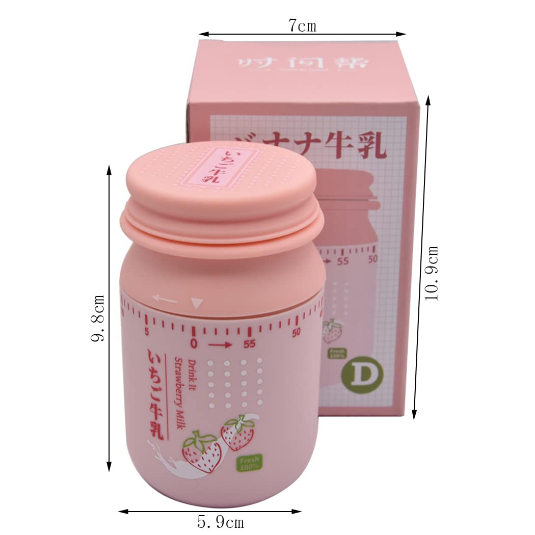 Hoshen 60-Minute Manual Rotating Milk Bottle Shaped Timer - Kitchen Cooking & Baking Timer, Student Study Reminder Tool - Pink (Random New/Old Model) - Perfect for Classrooms, Home Baking & Time Management