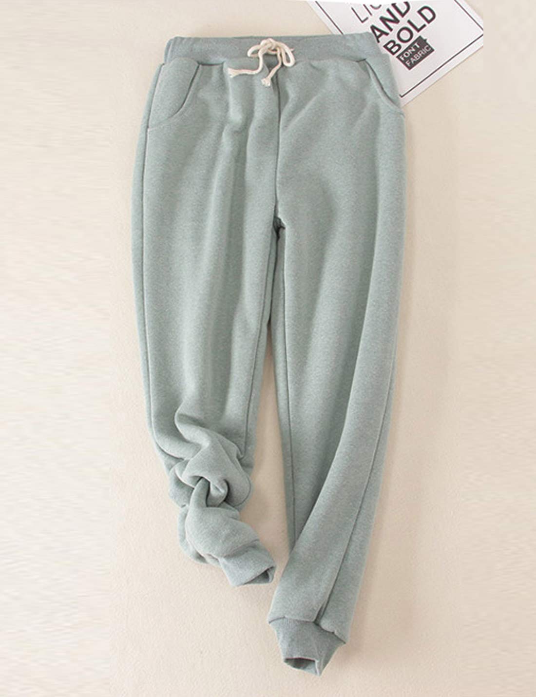 Women's Winter Warm Sherpa Lined Sweatpants - Fleece Lined Joggers for Women, Cozy Athletic Lounge Pants with Elastic Waistband - Perfect for Running, Yoga, and Cold Weather Comfort