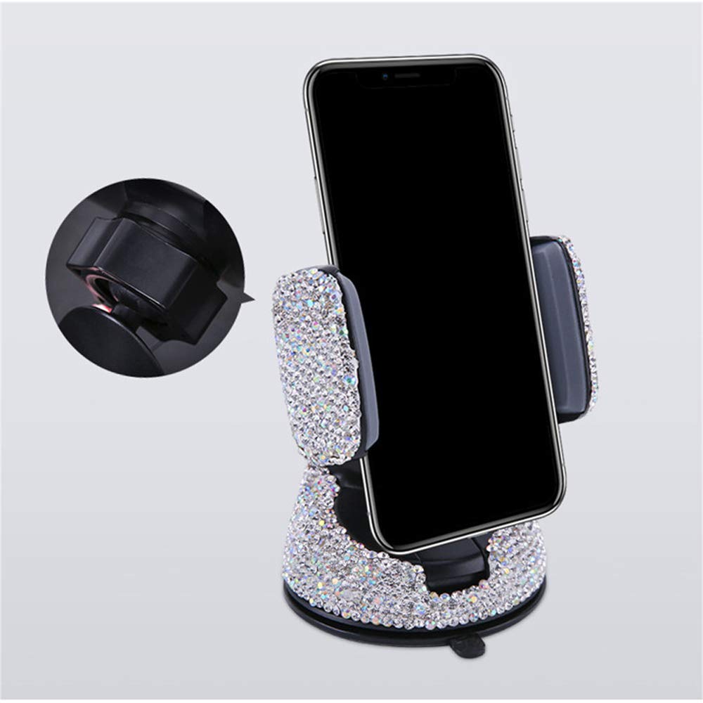 Sparkling Bling Car Phone Holder - 360° Adjustable Crystal Auto Phone Mount with Rhinestones, Universal Car Stand for Windshield, Dashboard & Air Vent | Perfect for Commuting, Road Trips & Hands-Free Driving
