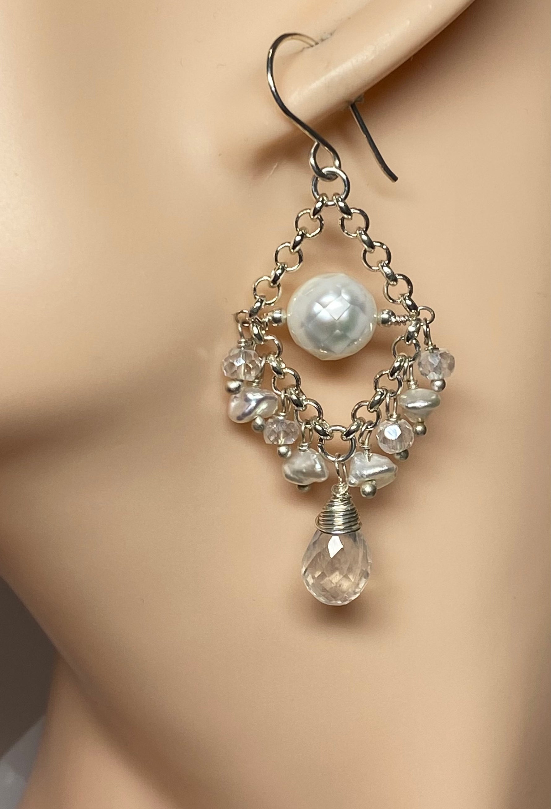 Rainbow Moonstone Chandelier Earrings Sterling Silver 925 - Elegant Dangle Earrings for Women, Gift for Her - Perfect for Weddings, Parties & Special Occasions