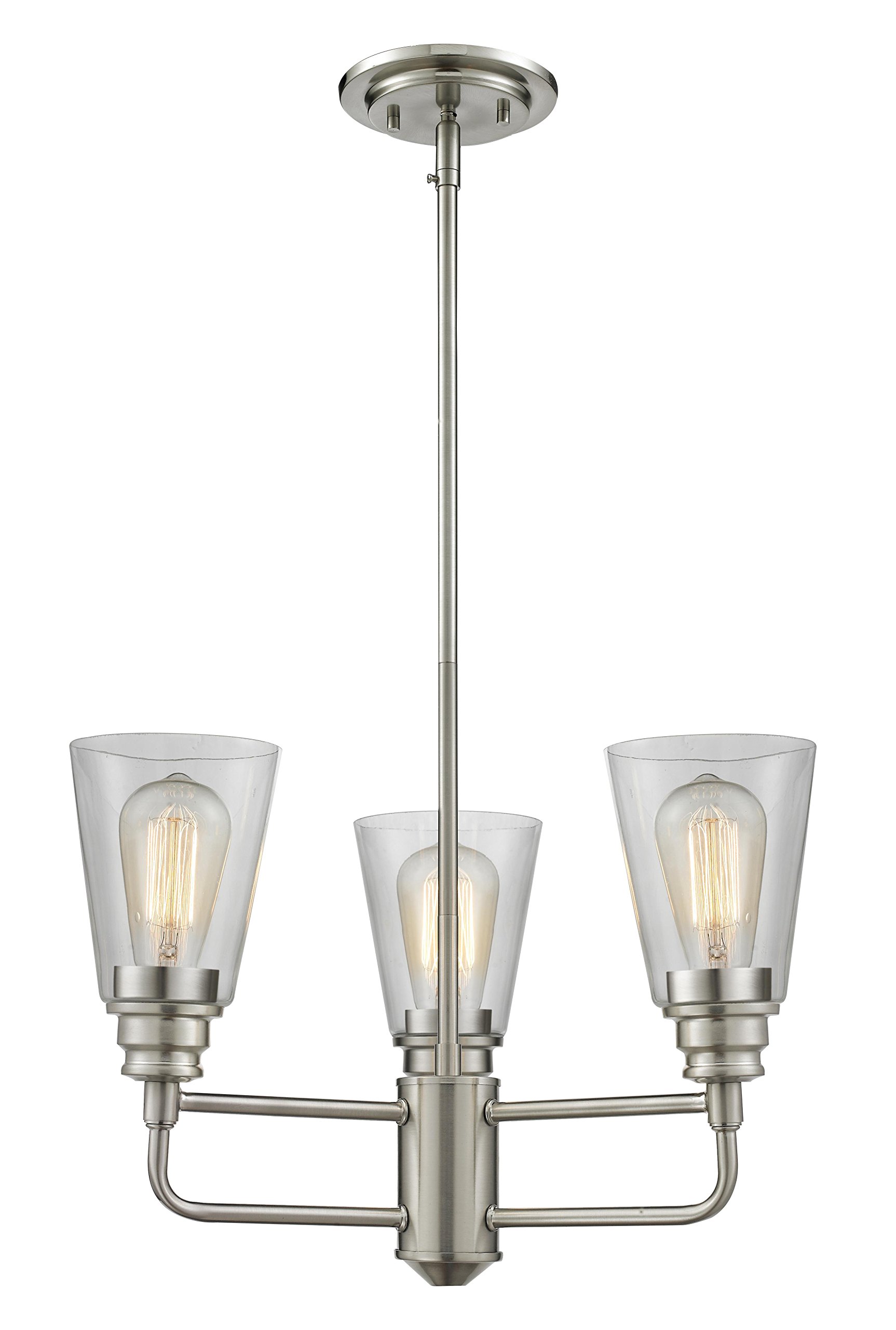 3-Light Crystal Clear Glass Shade Chandelier - Elegant Dining Room & Bedroom Ceiling Lighting Fixture