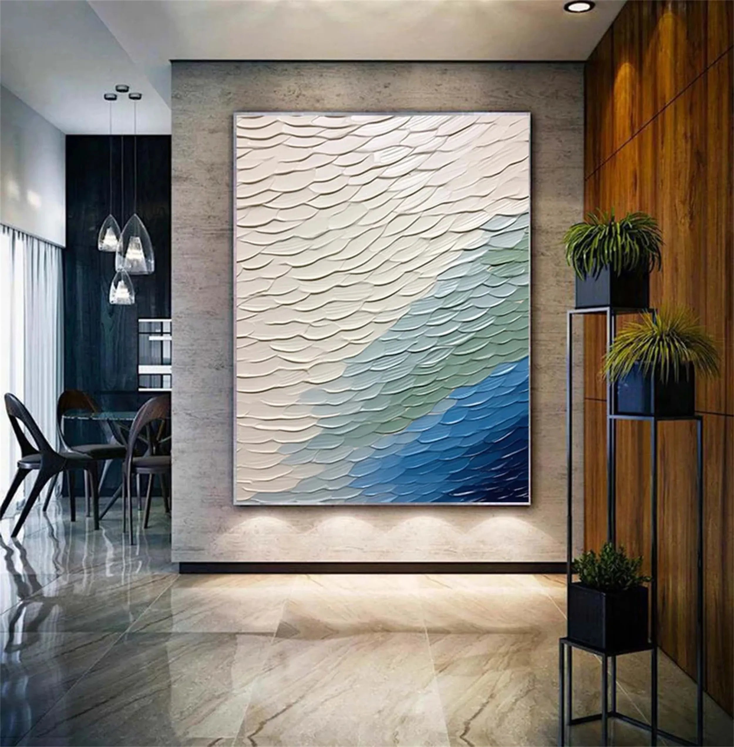 Ocean and Sky Painting #OS 119 - Handmade Seascape Wall Art for Home & Office Decor | Perfect for Living Room, Bedroom, or Beach House