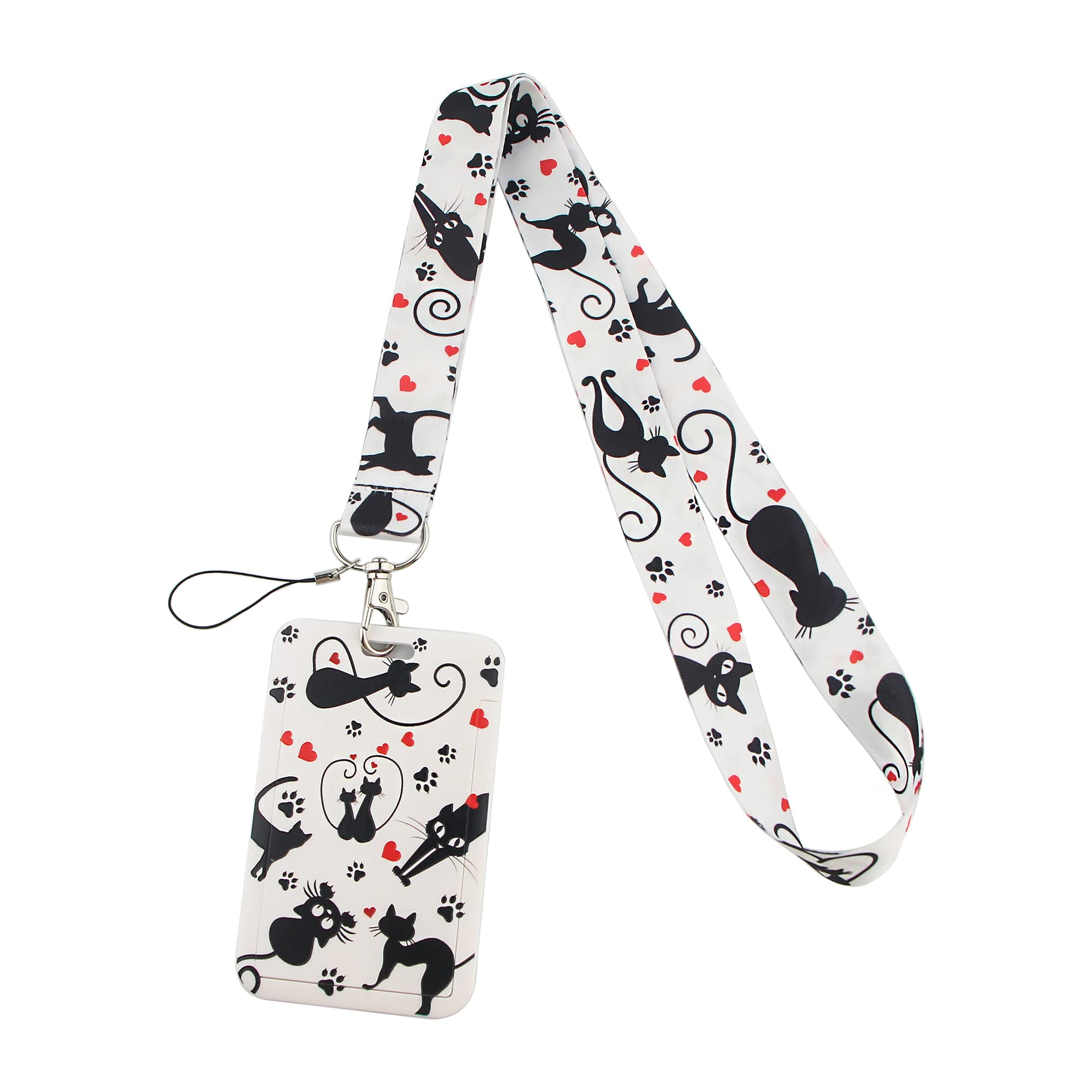 Cute Cat Lanyard with ID Holder - Adjustable Keychain Neck Strap for Name Badges, Cards & Keys | Perfect for Work, School, Events & Conventions
