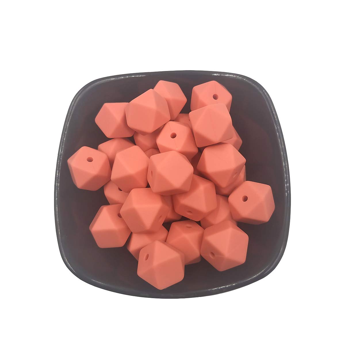 14mm Hexagonal Silicone Beads - 50pcs for DIY Jewelry & Keychains