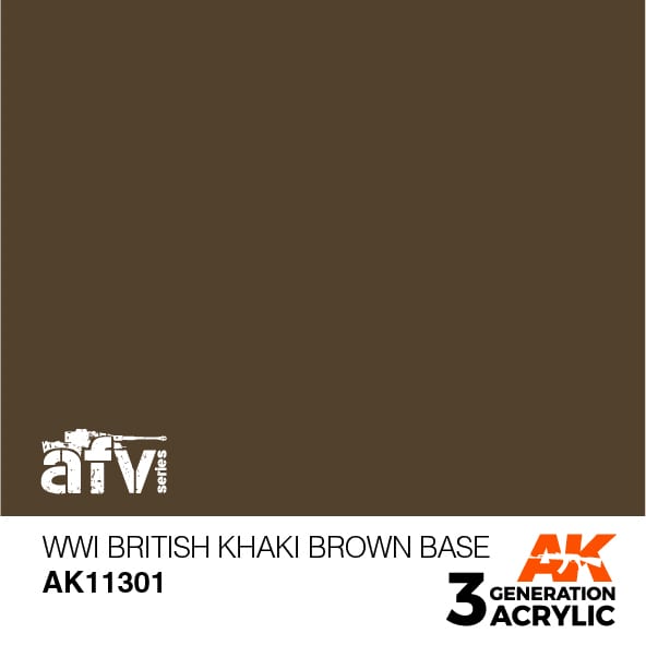 WWI British Khaki Brown Base - AK 3rd Generation Military Model Paint for Historical Miniatures & Dioramas - Perfect for War Game Figures, Tank Models & Historical Reenactments