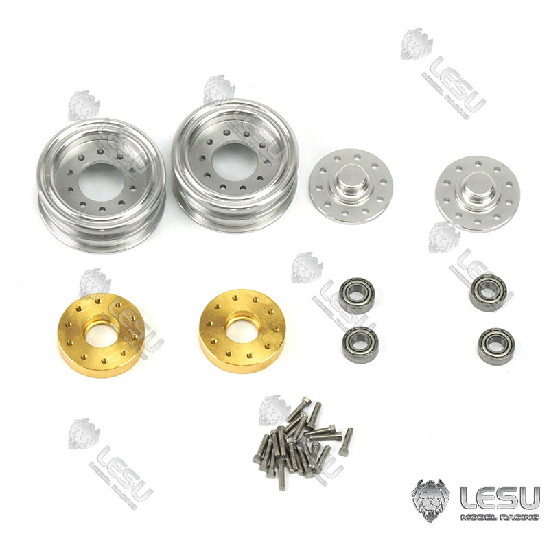 1 Pair (2pc) Rubber & Metal Wheel Hub Caps for 1/14 LESU RC Hydraulic Construction Forklift Model Car DIY Truck - Durable Replacement Parts for RC Construction Vehicle Accessories & Scale Model Displays