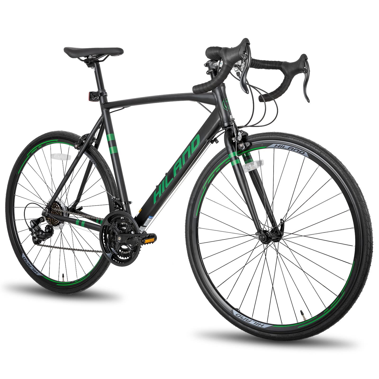 Hiland Aluminum Road Bike - Shimano 21 Speed Gears, 49/53/57cm Frame Sizes, Lightweight Men's Racing Bicycle for Commuting & Fitness Training
