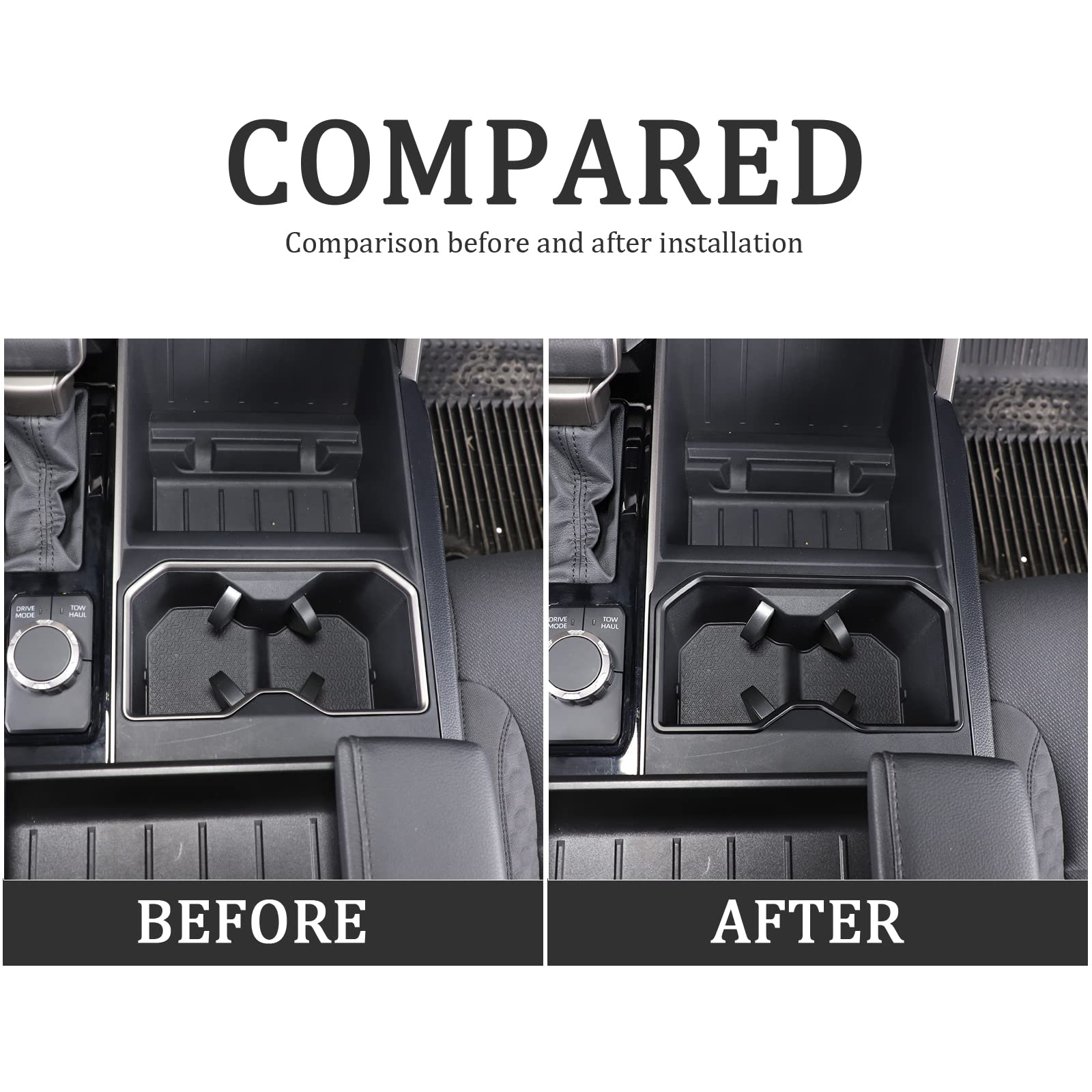 Premium Car Cup Holder Cover Trim for Toyota Tundra & Sequoia 2022-2024 - Durable Interior Accessories in Matte Black | Perfect for Spill Protection & Stylish Car Decor