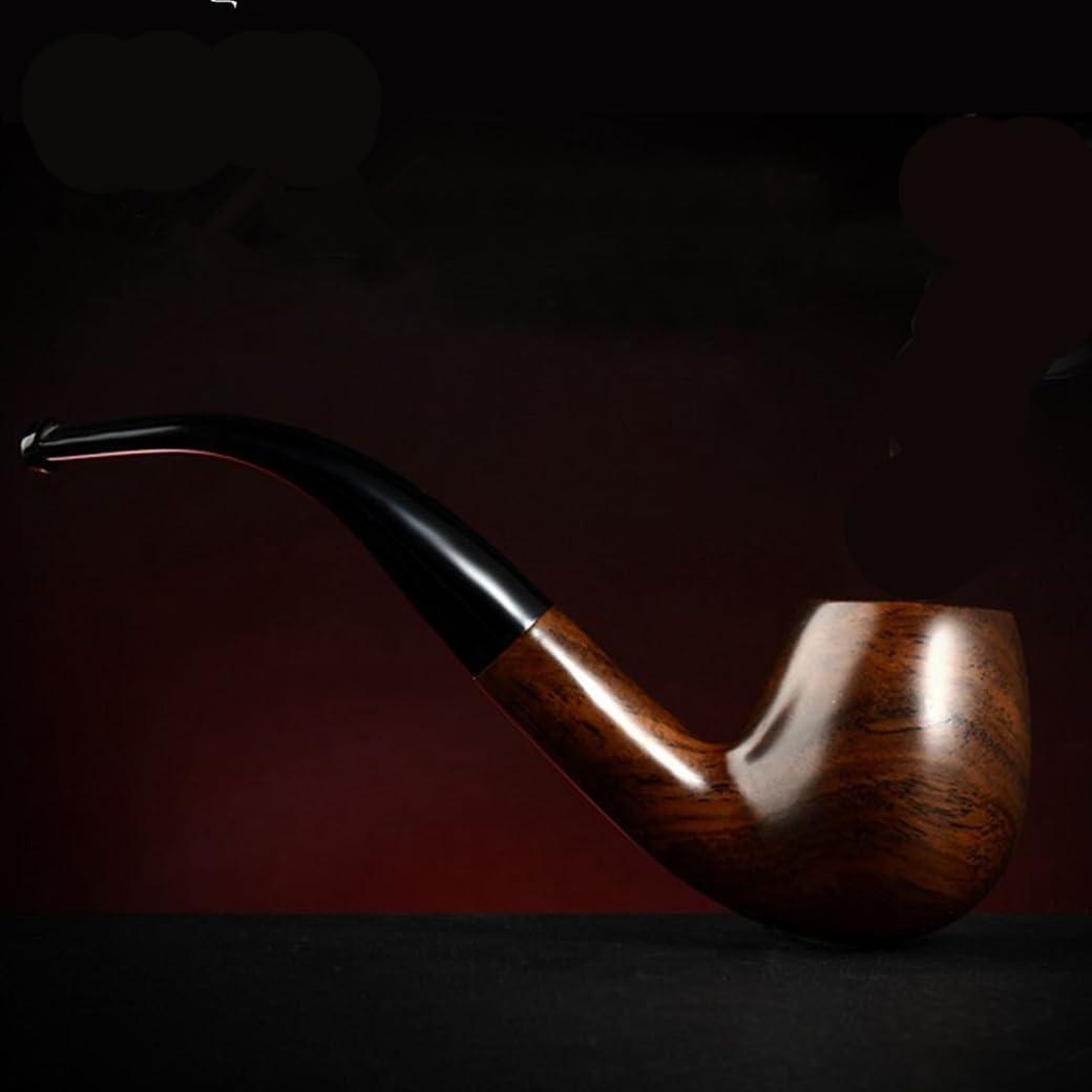 Premium Ebony Wood Tobacco Pipe with Cleaning Kit & Pouch - Handcrafted Smoking Pipe for Relaxation & Gifting
