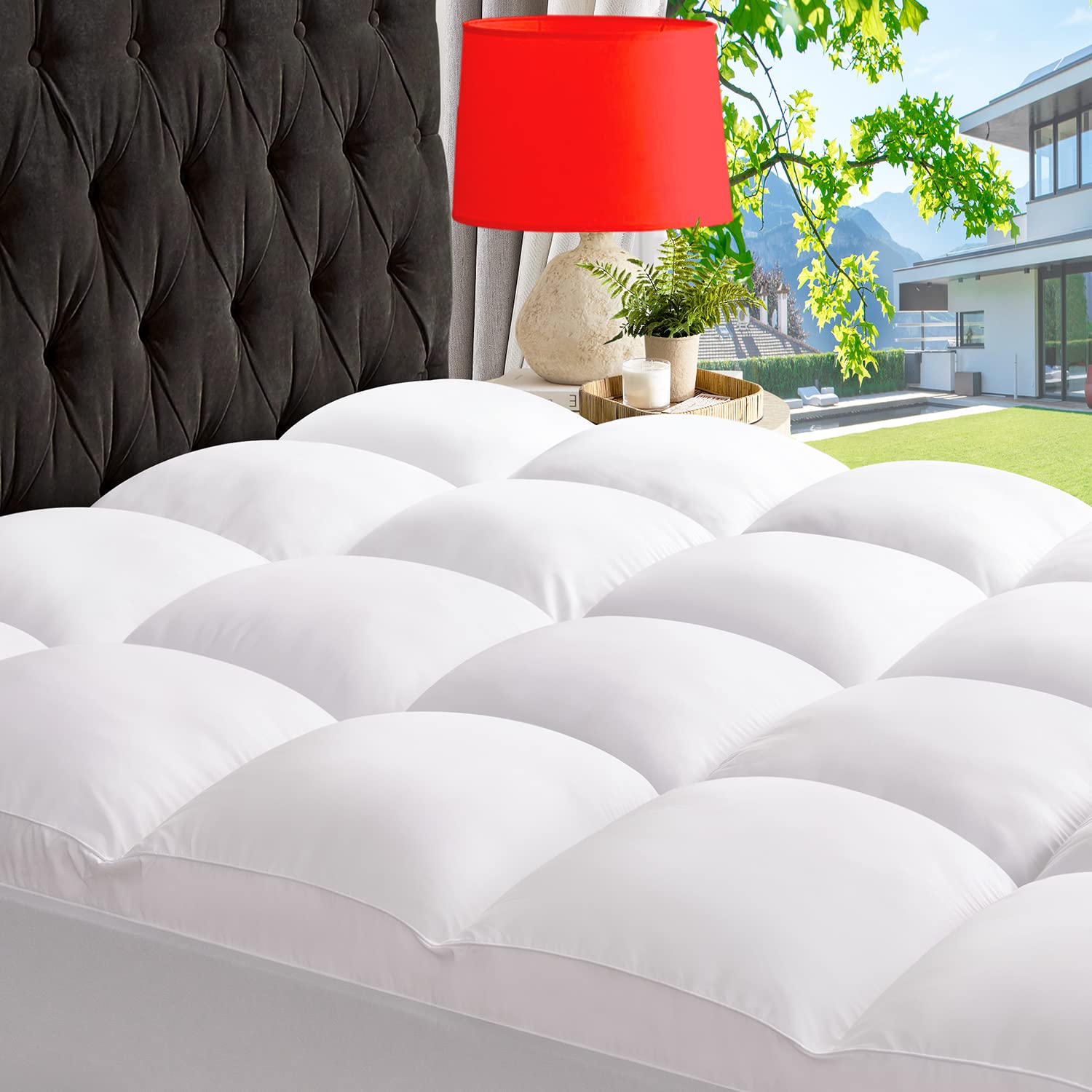 ABENE Extra Thick Mattress Topper Full Size - 3 Inch Pillow Top for Back Pain Relief & Pressure Relief, Soft Down Alternative Filling with 8-21 Inch Deep Pocket, Breathable Mattress Protector Cover (White) - Perfect for Side Sleepers, Back Pain Sufferers & Hot Sleepers