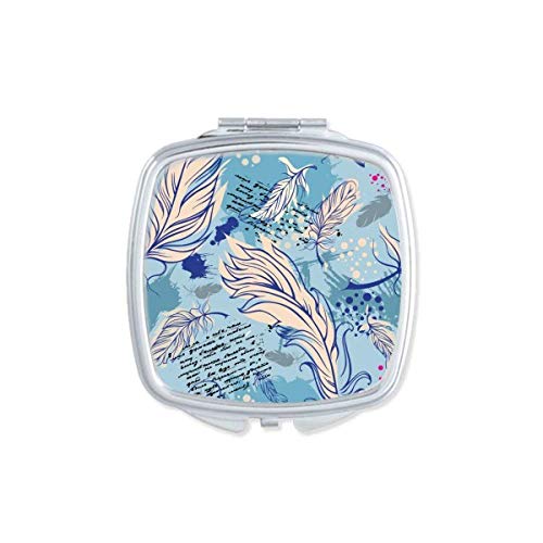 DIYthinker Feather Water Ocean Dot Letter Mirror - Portable Compact Pocket Makeup Mirror with Double Sided Glass for Travel, Home & On-the-Go Touch Ups