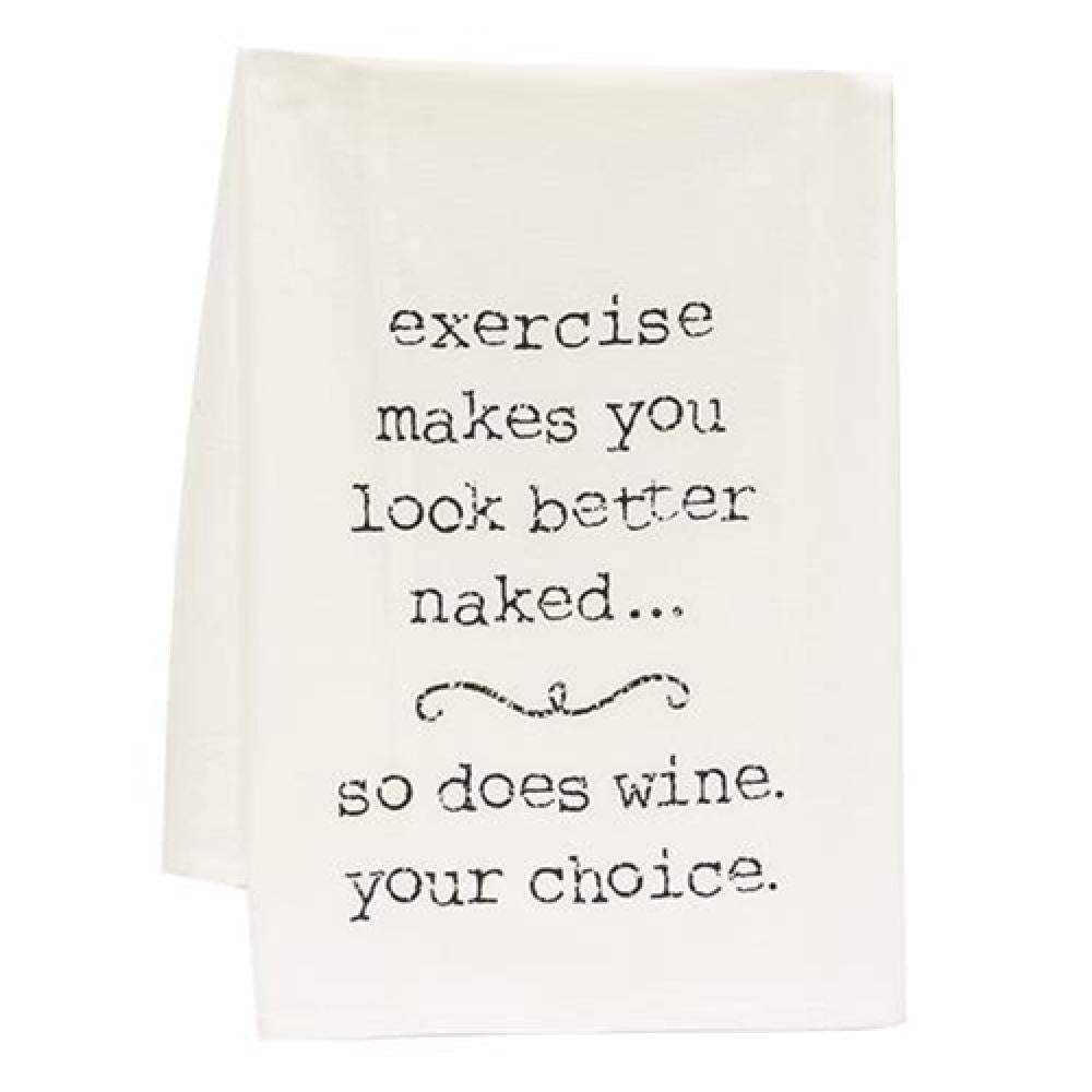 Funny Gym Motivational Dish Towel - Exercise Makes You Look Better Naked - Perfect for Kitchen, Gym Locker Room & Fitness Enthusiast Gifts