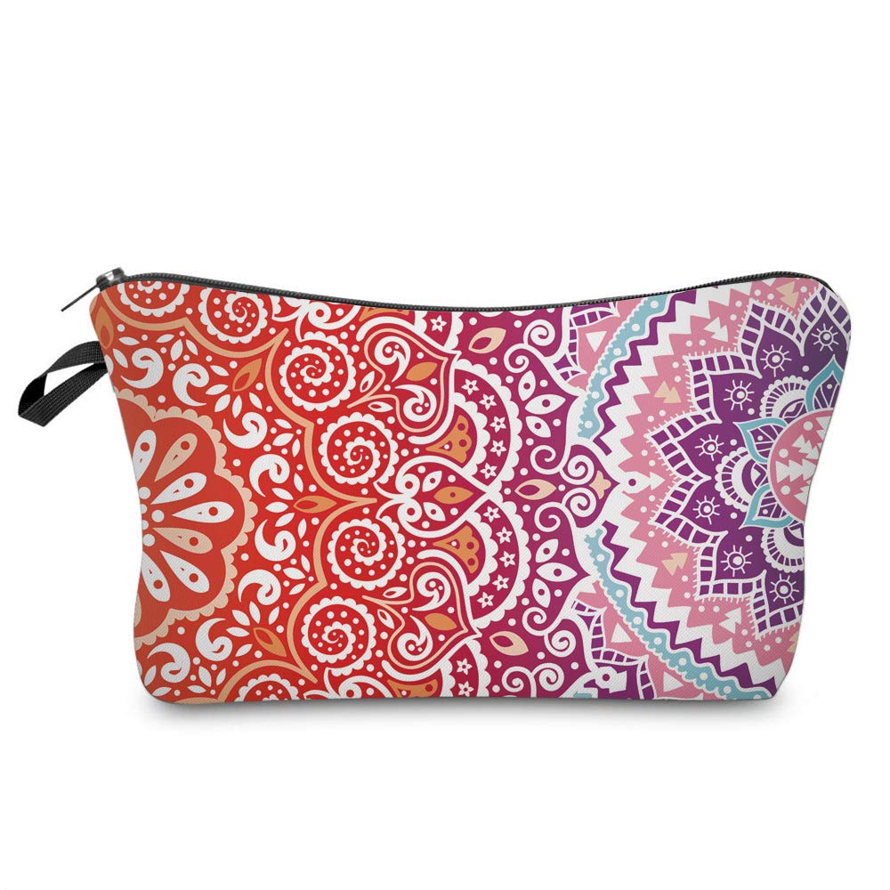 Deanfun Waterproof Cosmetic Bag for Women - Mandala Flower Makeup Pouch, Roomy Travel Toiletry Organizer, Perfect Gift for Her | Ideal for Travel, Gym, and Daily Use (51391)