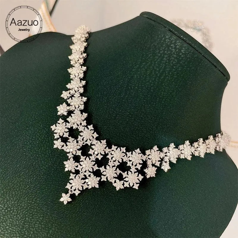 18K White Gold 8.0ct H Diamond Snowflake Necklace for Women - Luxury Real Diamond Pendant Jewelry Gift for Anniversary, Wedding & High-Class Banquet Parties