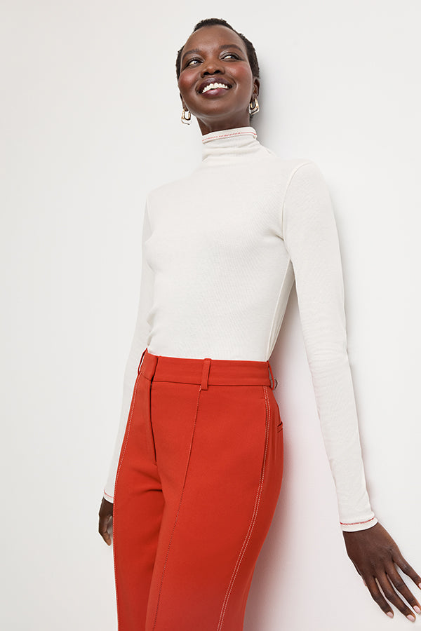 Lowen Jetset Pant - Everyday Crepe Pants with Topstitch Detail in Ginger | Comfortable Women's Trousers for Work, Travel & Casual Wear