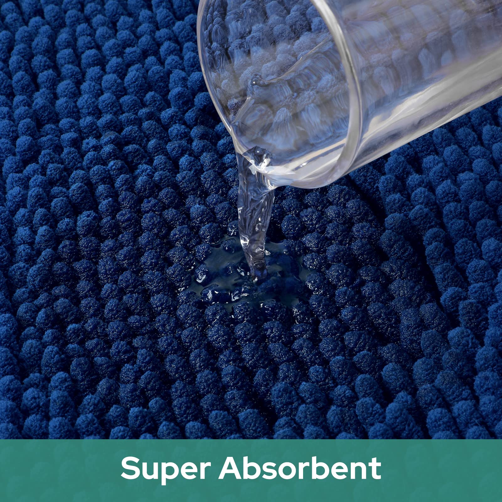 Premium Chenille Shaggy Bath Mat - Ultra Soft, Absorbent & Non-Slip Round Bathroom Rug (2ft, Navy Blue) | Machine Washable for Easy Care | Perfect for Bathroom, Shower & Vanity Areas
