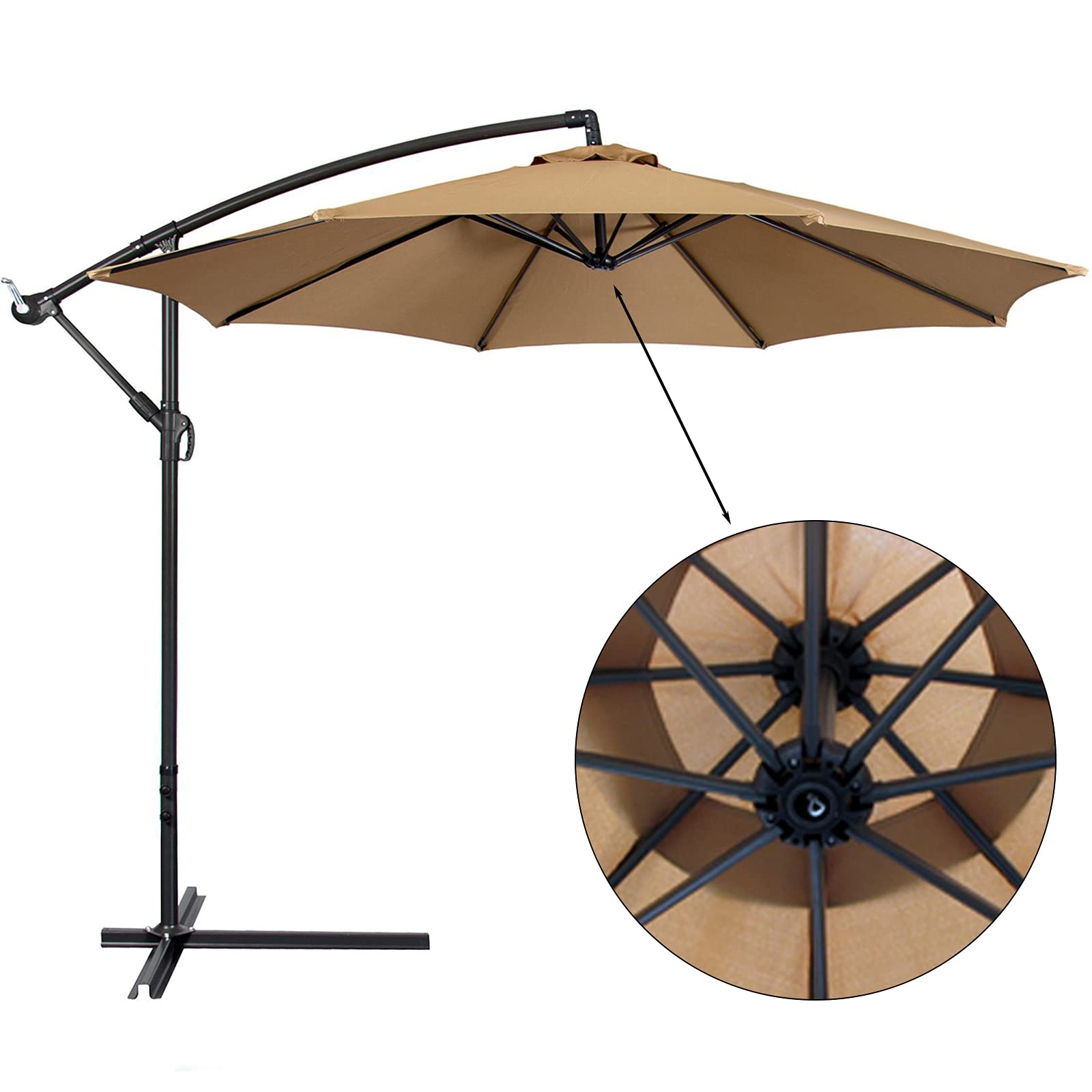Outdoor Cantilever Umbrella 9.84ft - Replacement Canopy for Patio, Pool & Beach