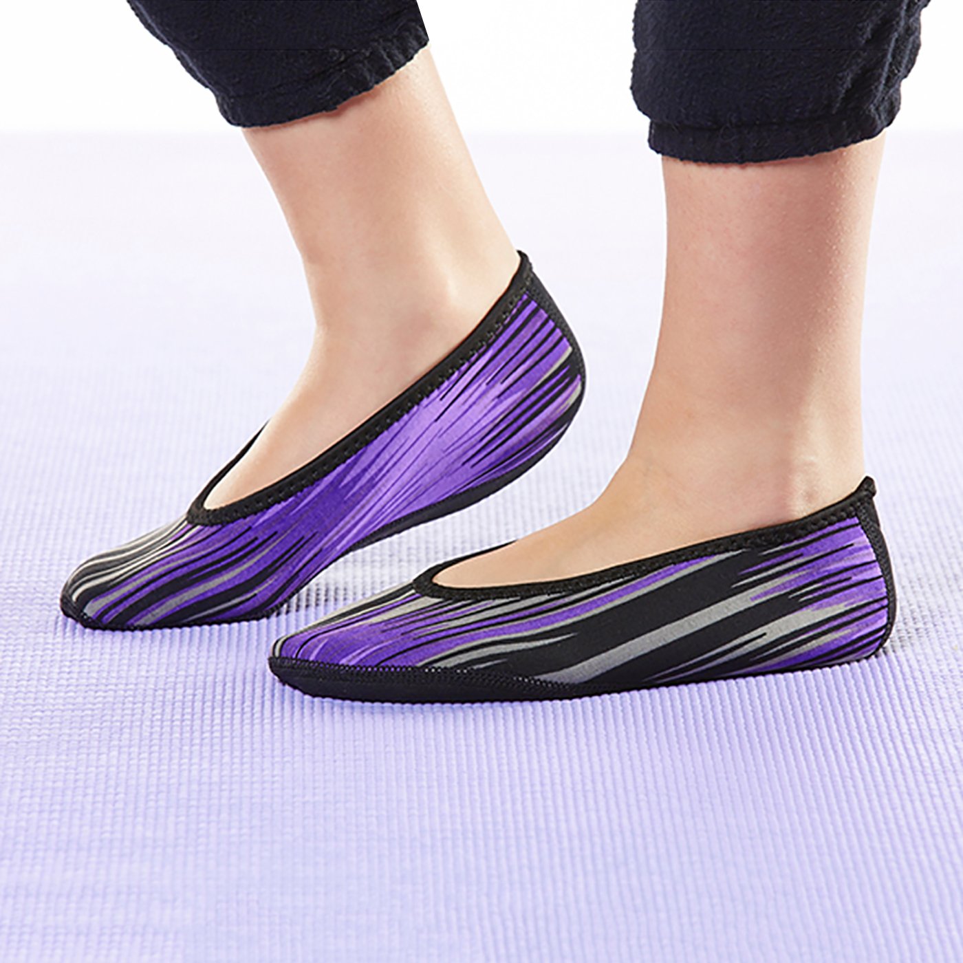 Nufoot Women's Ballet Flats - Comfortable Travel Slippers, Yoga Socks & Indoor Shoes for Home, Gym, Office and Airplane Travel