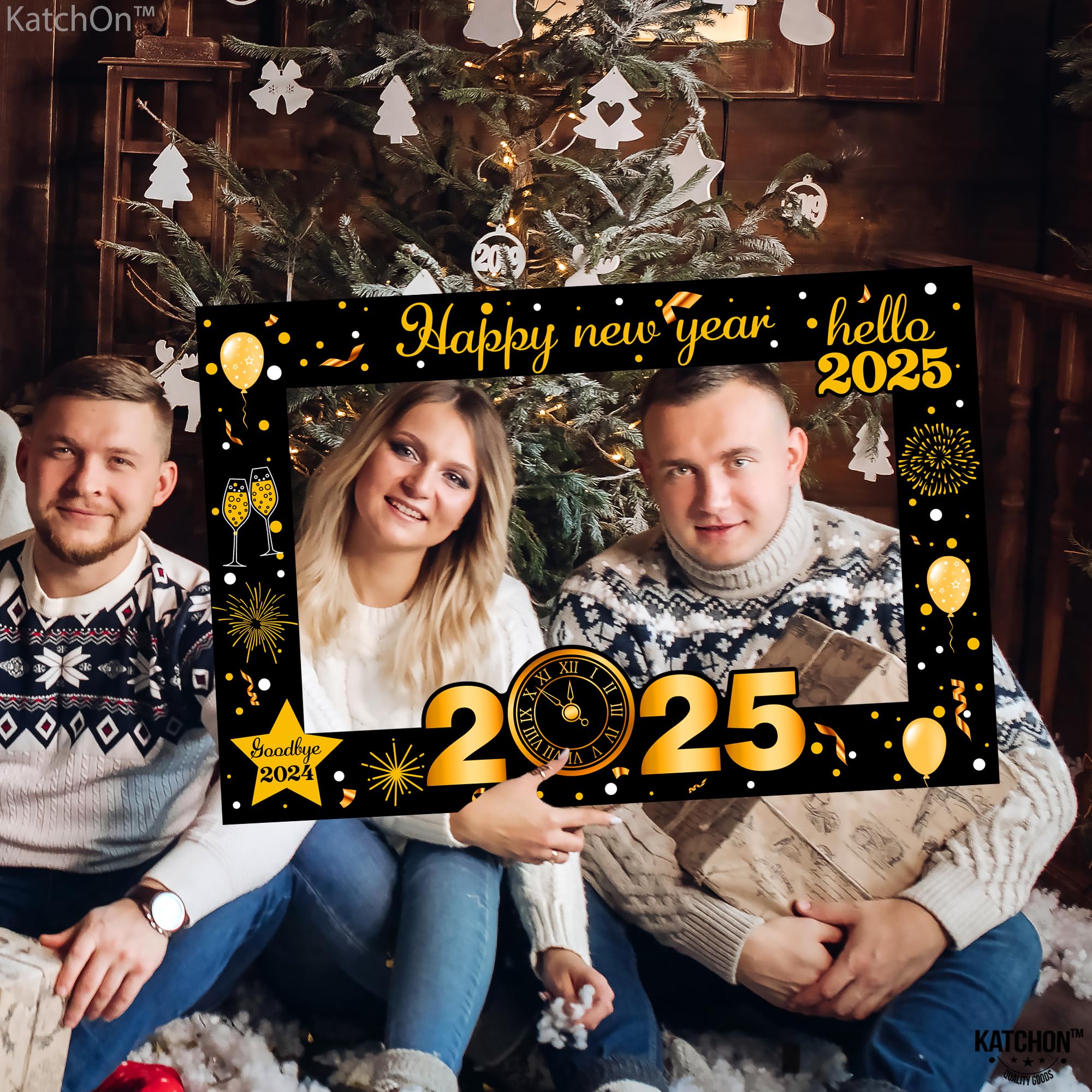 KatchOn 36 Inch New Year Photo Booth Frame 2025 - Large New Years Eve Party Decorations & Props for NYE Celebrations - Perfect for New Year Countdown Parties, Family Gatherings & Social Media Photos