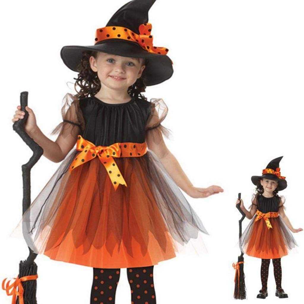 Junesun Girls Halloween Costume Set - Witch Dress with Matching Hat for Kids Party & Cosplay | Perfect for Trick-or-Treating, School Events & Costume Parties