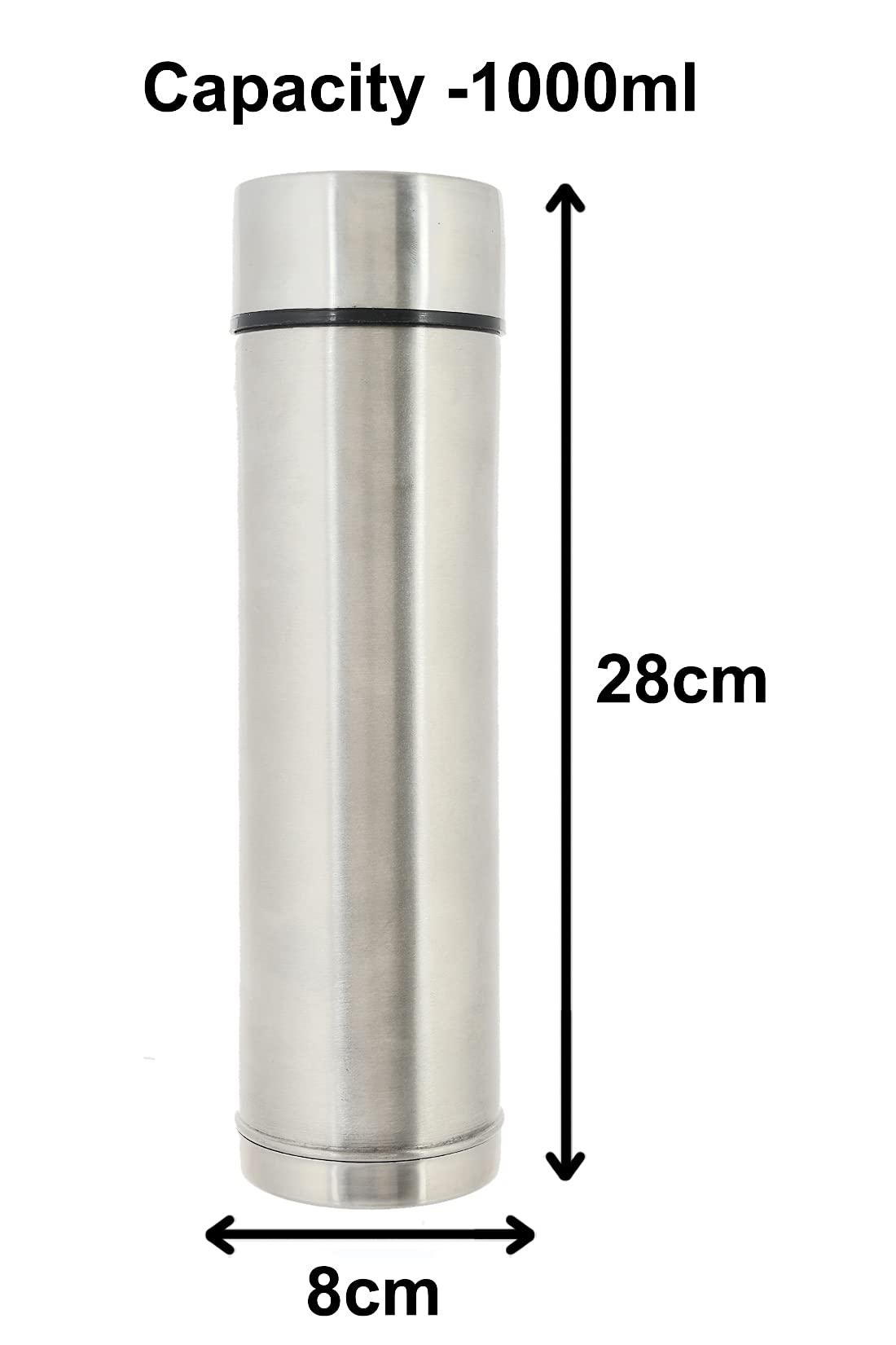 Premium Stainless Steel Water Bottle 34oz (1000ml) - 2 Pack, Silver - Insulated Double Wall Vacuum Flask for Hot & Cold Drinks - Perfect for Gym, Hiking, Office & Outdoor Activities